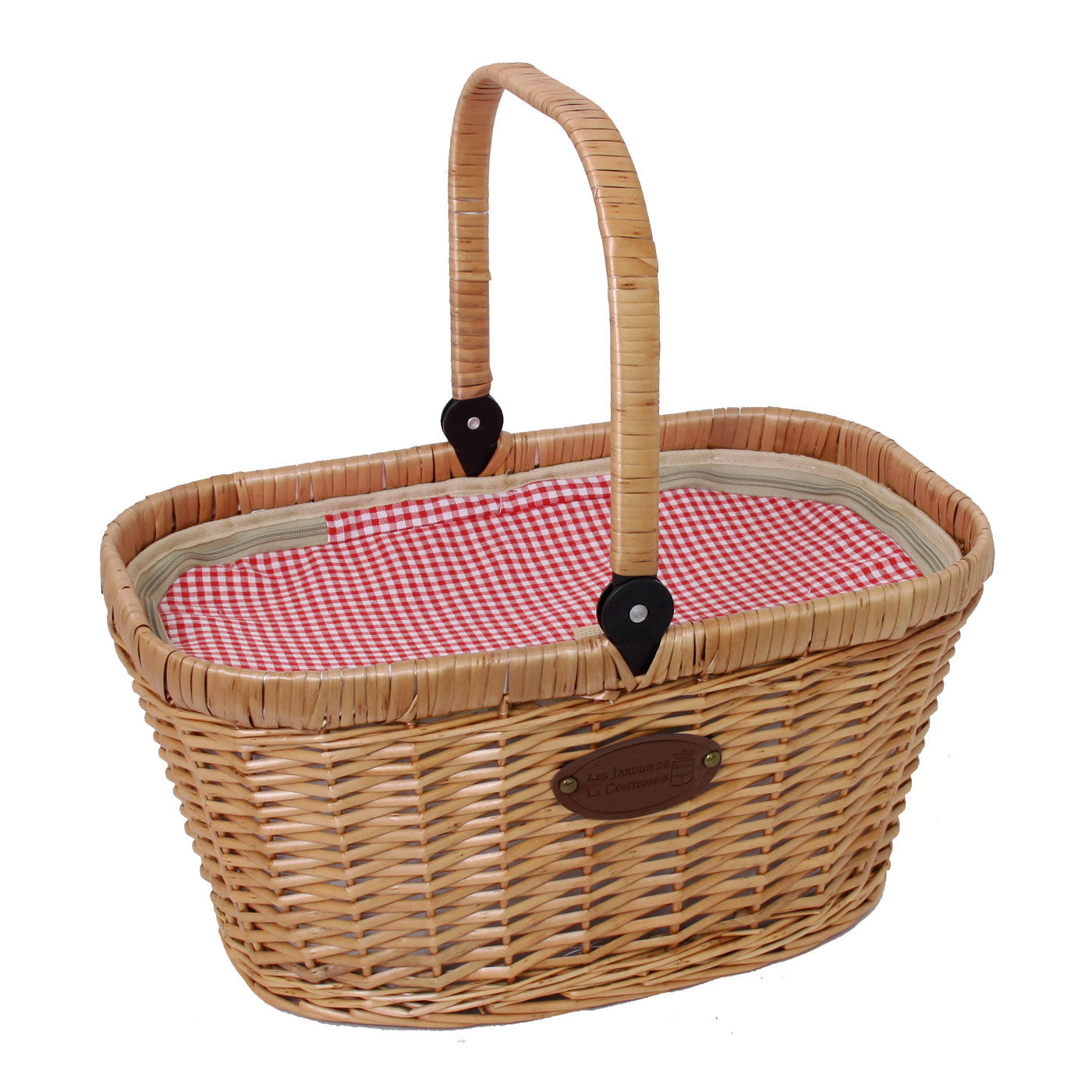 Panier Chantilly vichy rouge avec glacière et anse rabatable (photo) Panier Chantilly vichy rouge avec glacière et anse rabatable