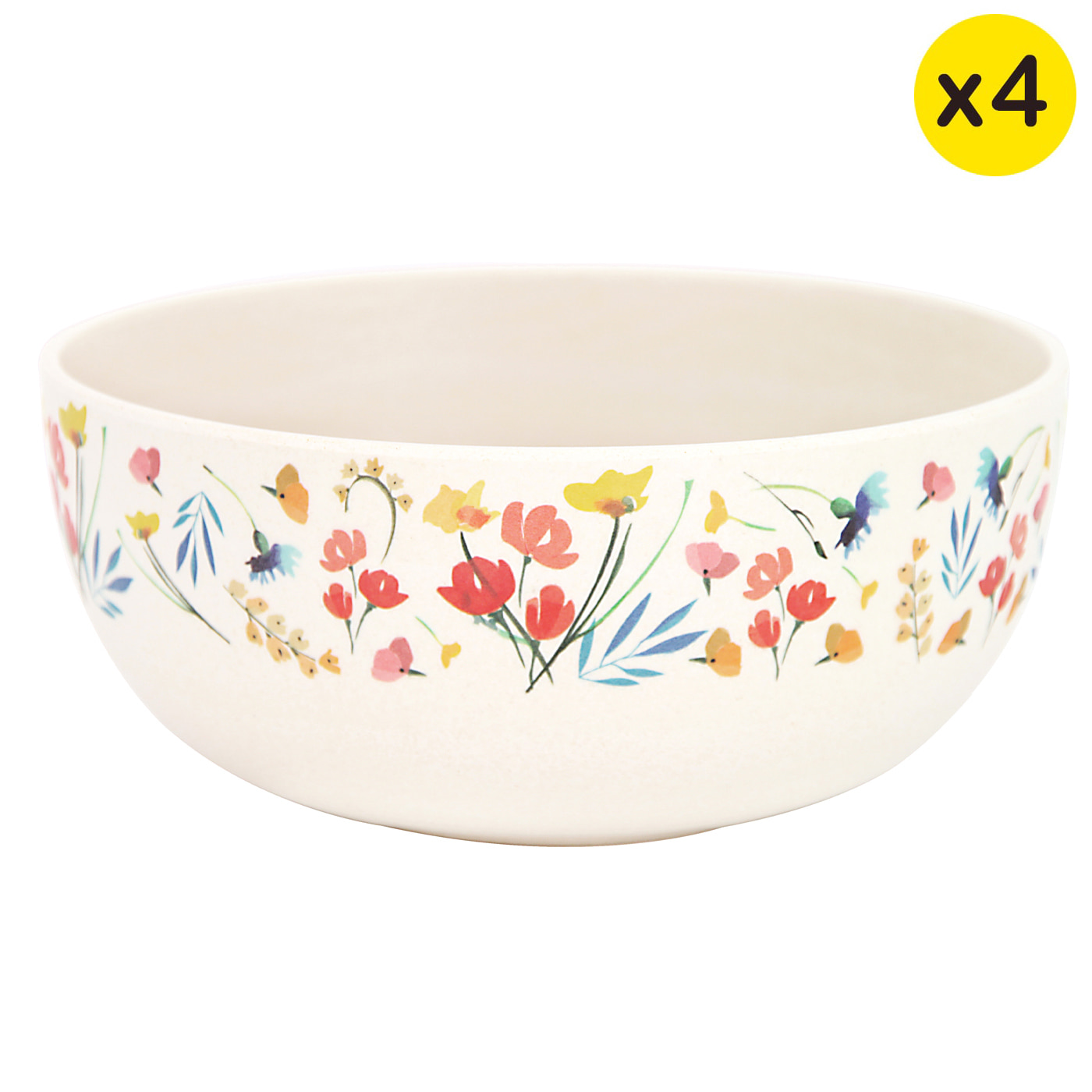 Bols en bambou 15 cm avec des motifs à fleurs - set de 4 Bols en bambou 15 cm avec des motifs à fleurs - set de 4
