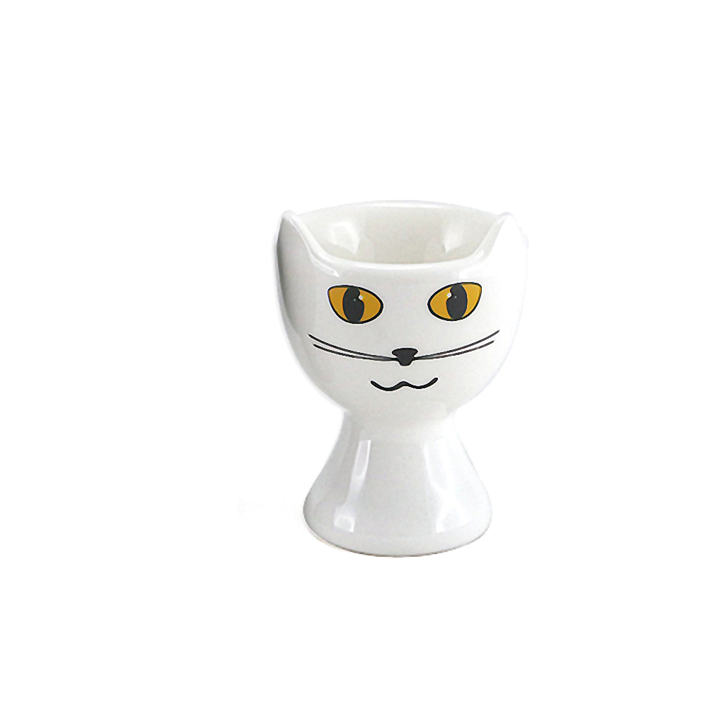 Coquetier en céramique chat blanc (photo) Coquetier en céramique chat blanc