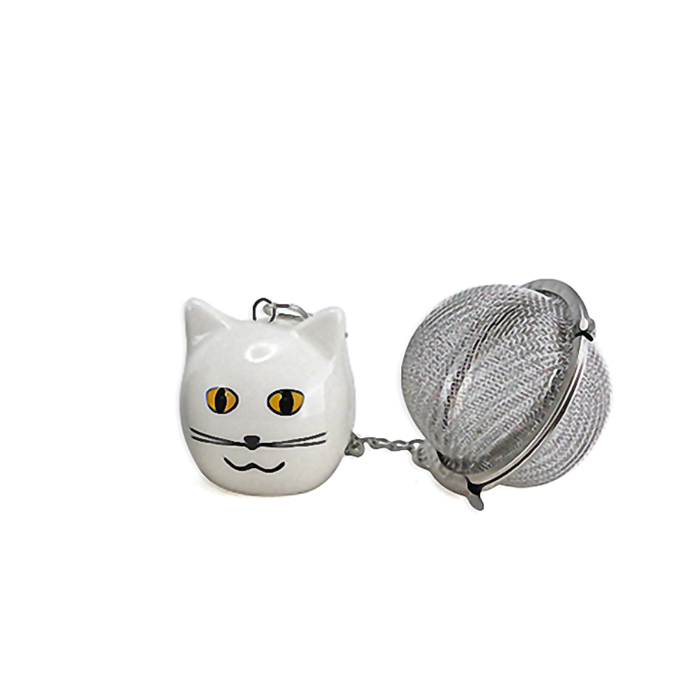 Boule à thé breloque chat blanc 3,5cm (photo) Boule à thé breloque chat blanc 3,5cm