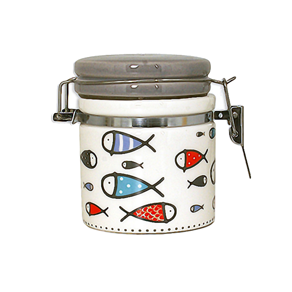 Pot à sel hermétique en faïence avec cuillère en bois Pot à sel hermétique en faïence avec cuillère en bois