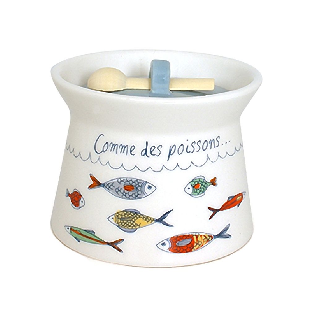 Pot à gros sel en céramique avec cuillère Pot à gros sel en céramique avec cuillère
