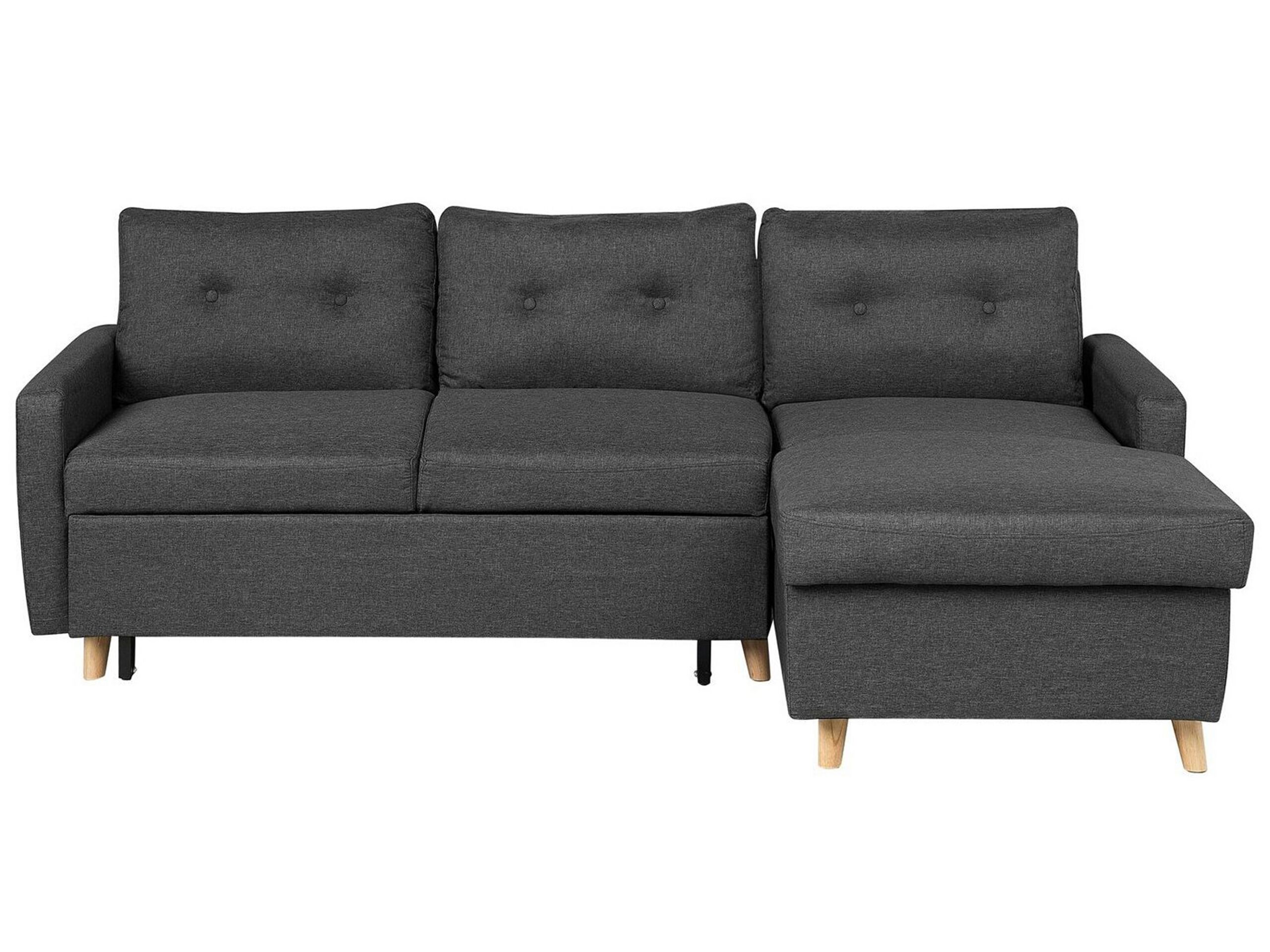 Canapé angle à gauche convertible 4 places en tissu gris foncé (photo) Canapé angle à gauche convertible 4 places en tissu gris foncé
