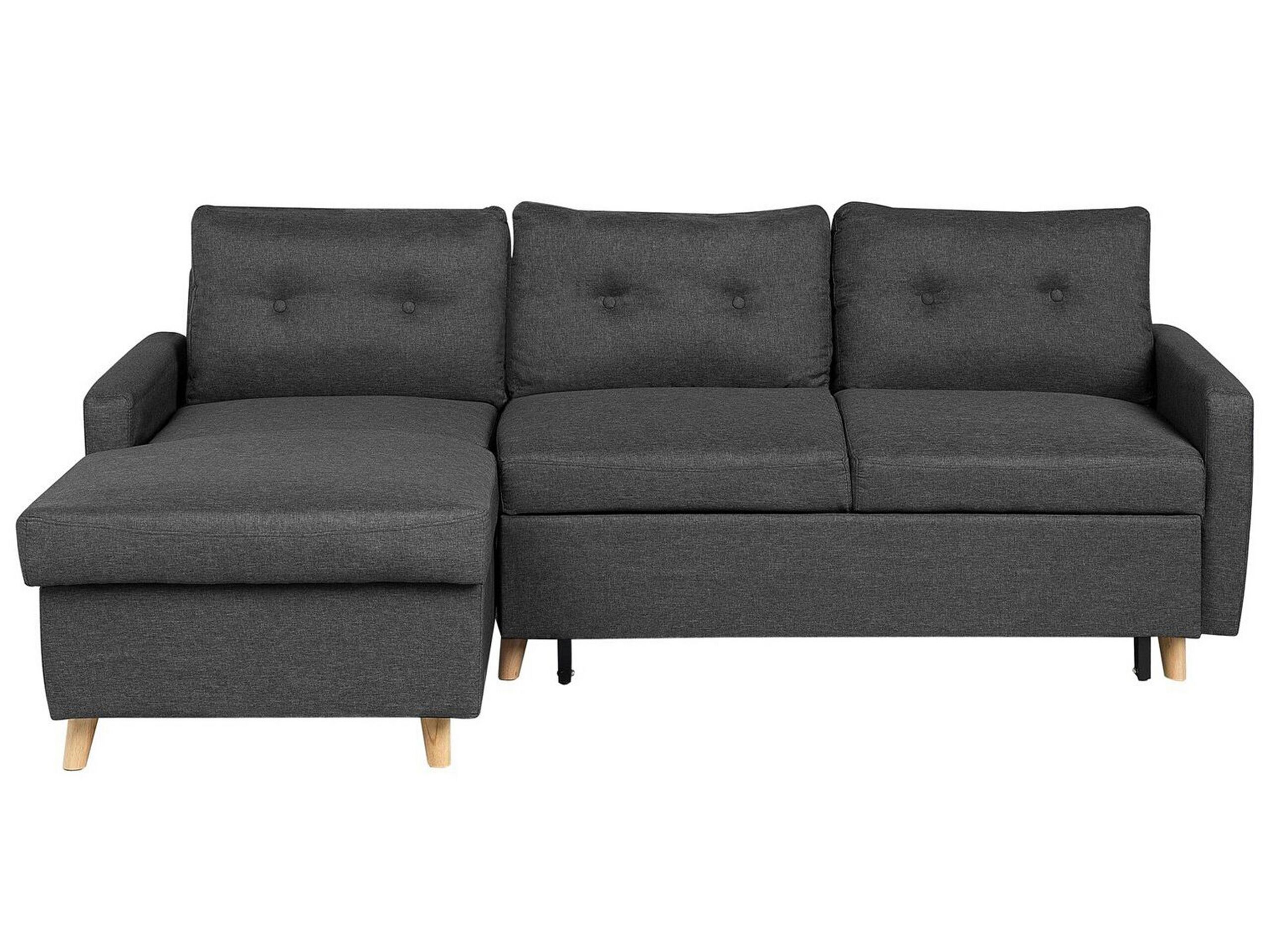 Canapé angle à droite convertible 4 places en tissu gris foncé (photo) Canapé angle à droite convertible 4 places en tissu gris foncé