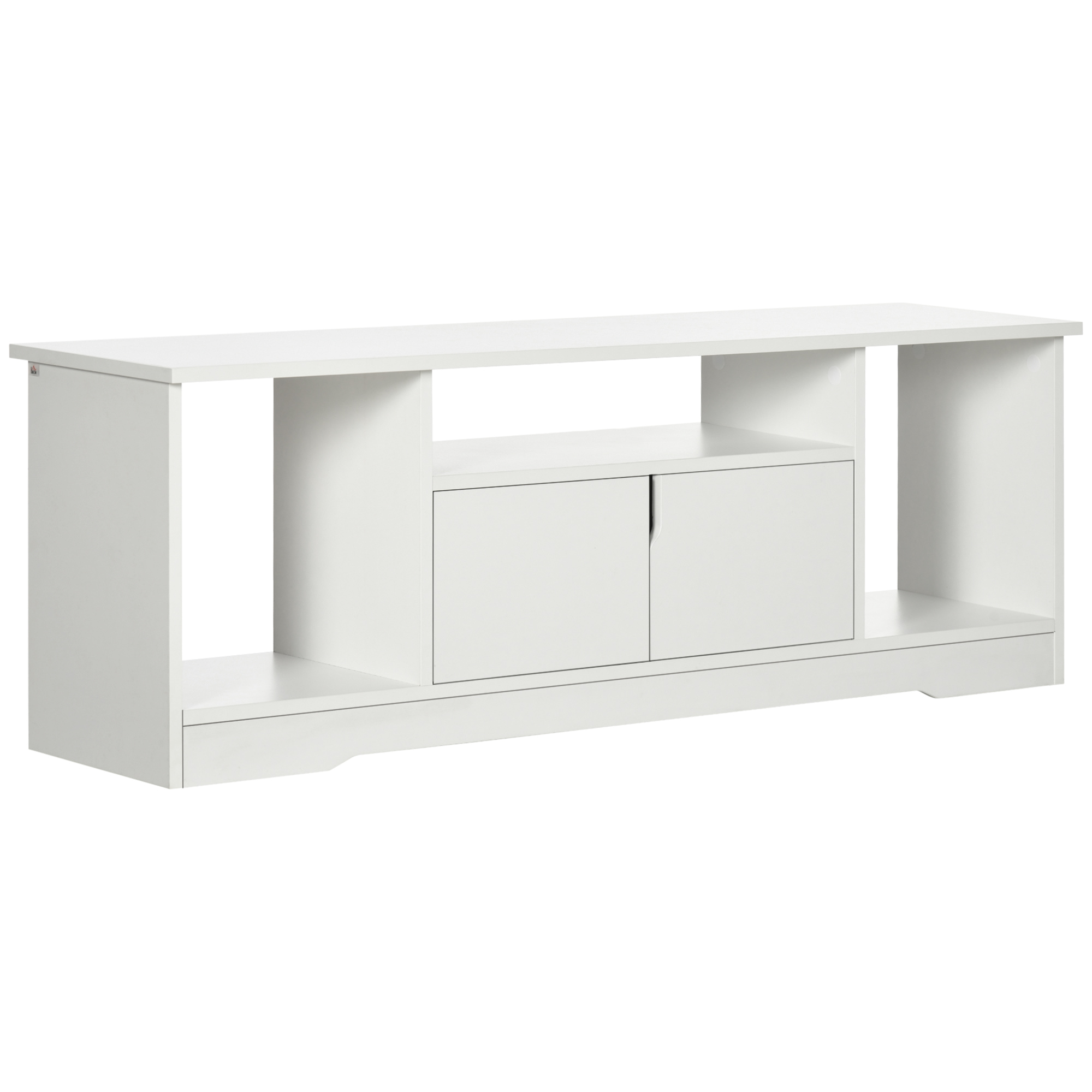 Meuble TV design 3 niches placard 2 portes panneaux particules blanc Meuble TV design 3 niches placard 2 portes panneaux particules blanc