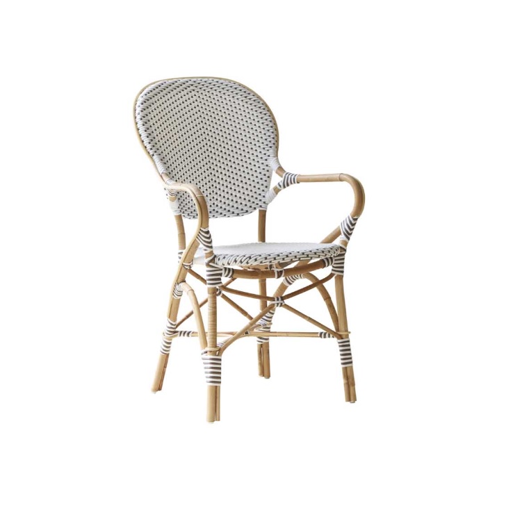 Chaise repas empilable en rotin et fibre synthétique blanche