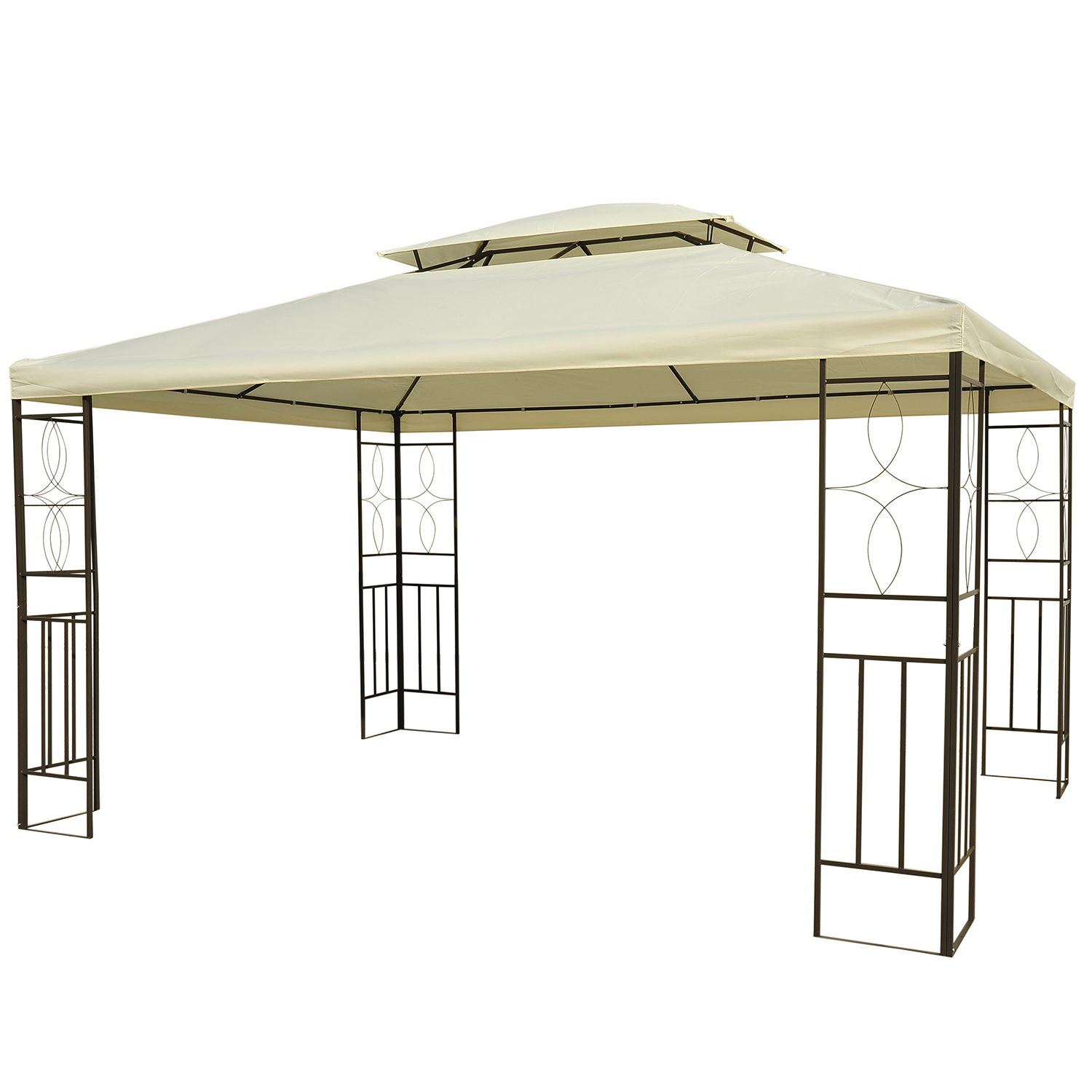 Pavillon de jardin tonnelle style colonial crème H2,5m