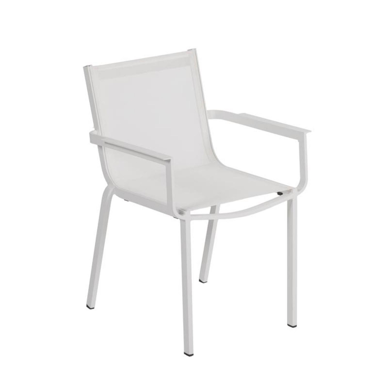 Fauteuil de jardin en aluminium et textilène blanc