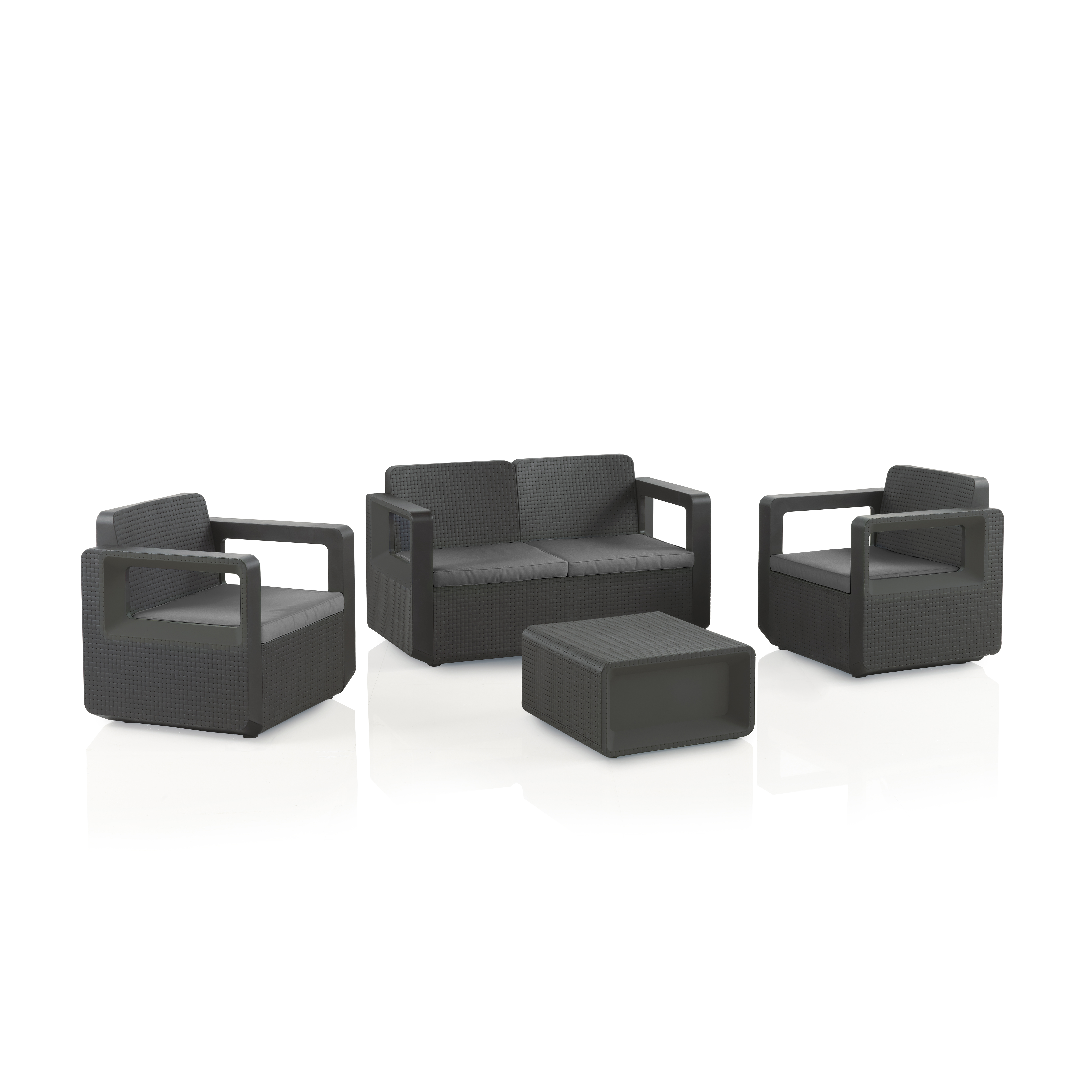 Salon de jardin design résine tressée injectée anthracite