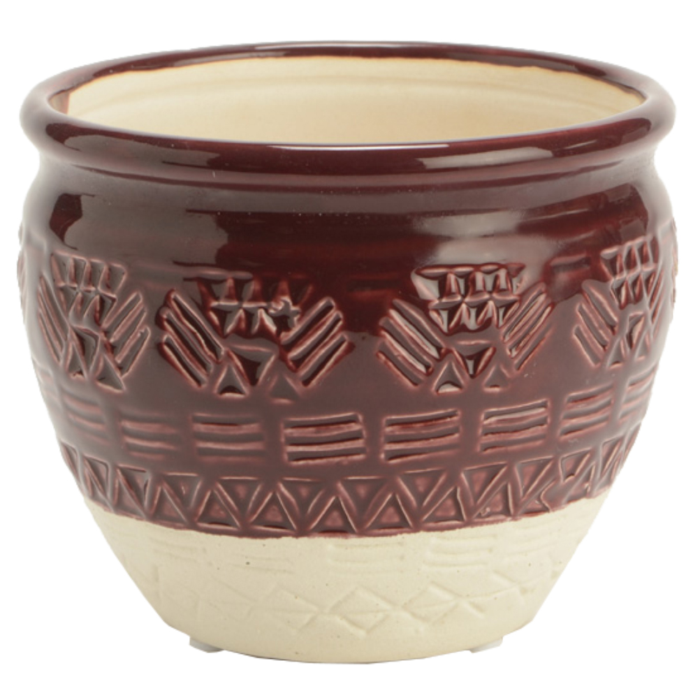 Pot de fleur maya bordeaux en céramique D13cm Pot de fleur maya bordeaux en céramique D13cm