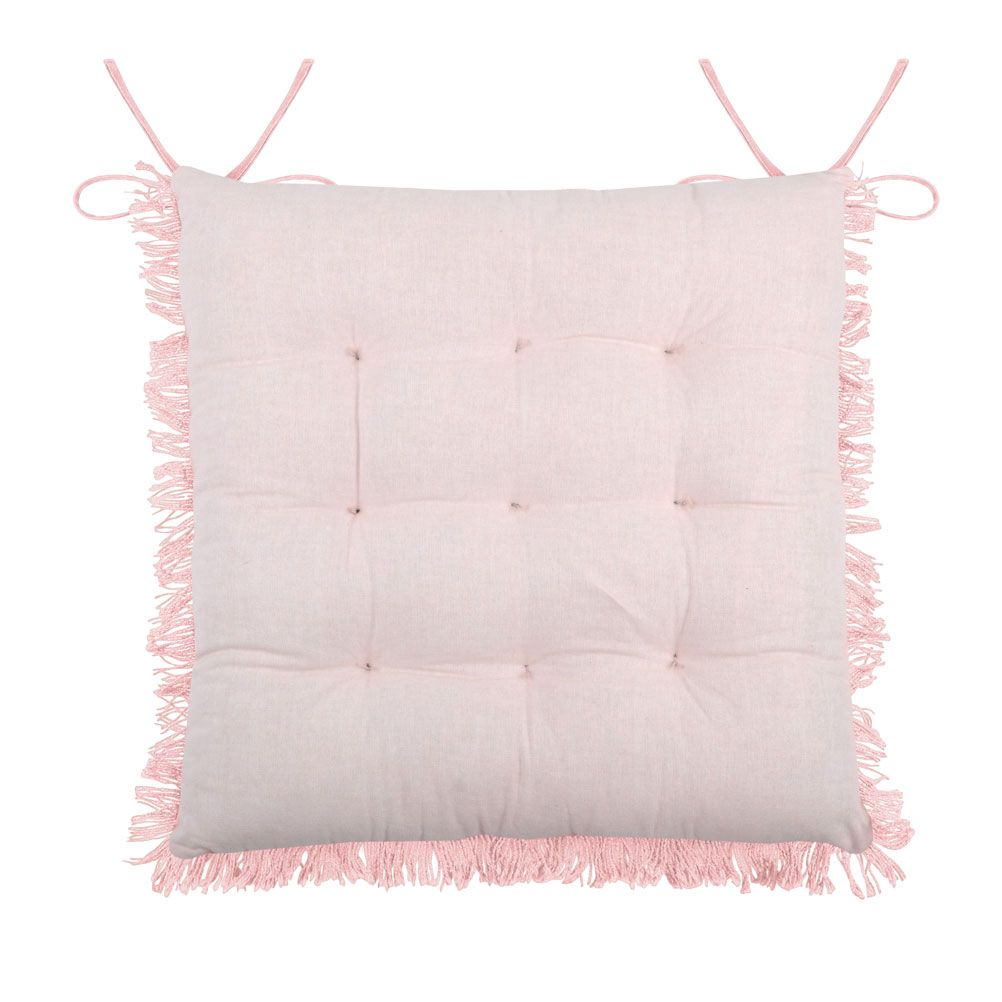 Coussin de chaise en coton rose à franges 40x40 (photo) Coussin de chaise en coton rose à franges 40x40