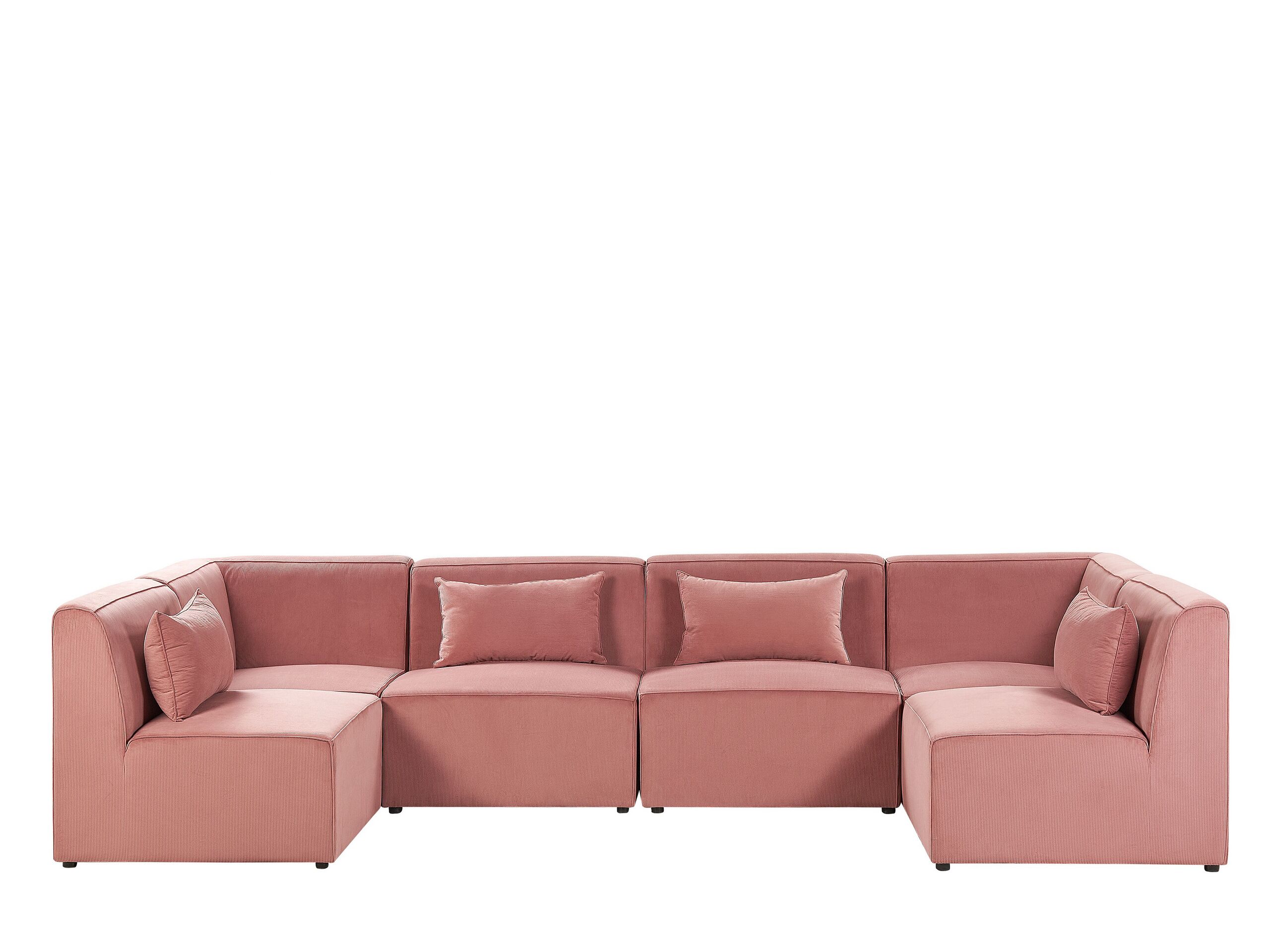 Canapé d'angle 6 places Rose Velours Moderne Grand