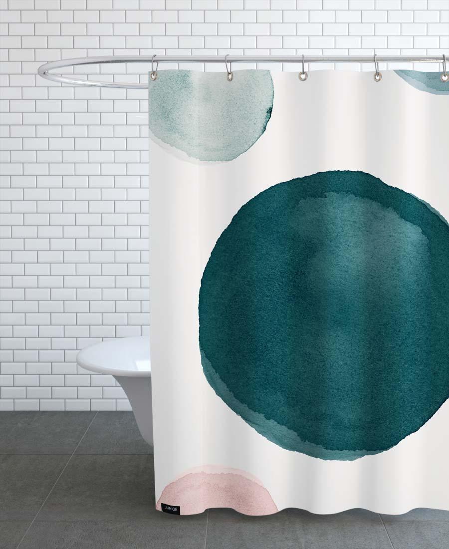 rideau de douche en polyester en blanc ivoire & vert 150x200