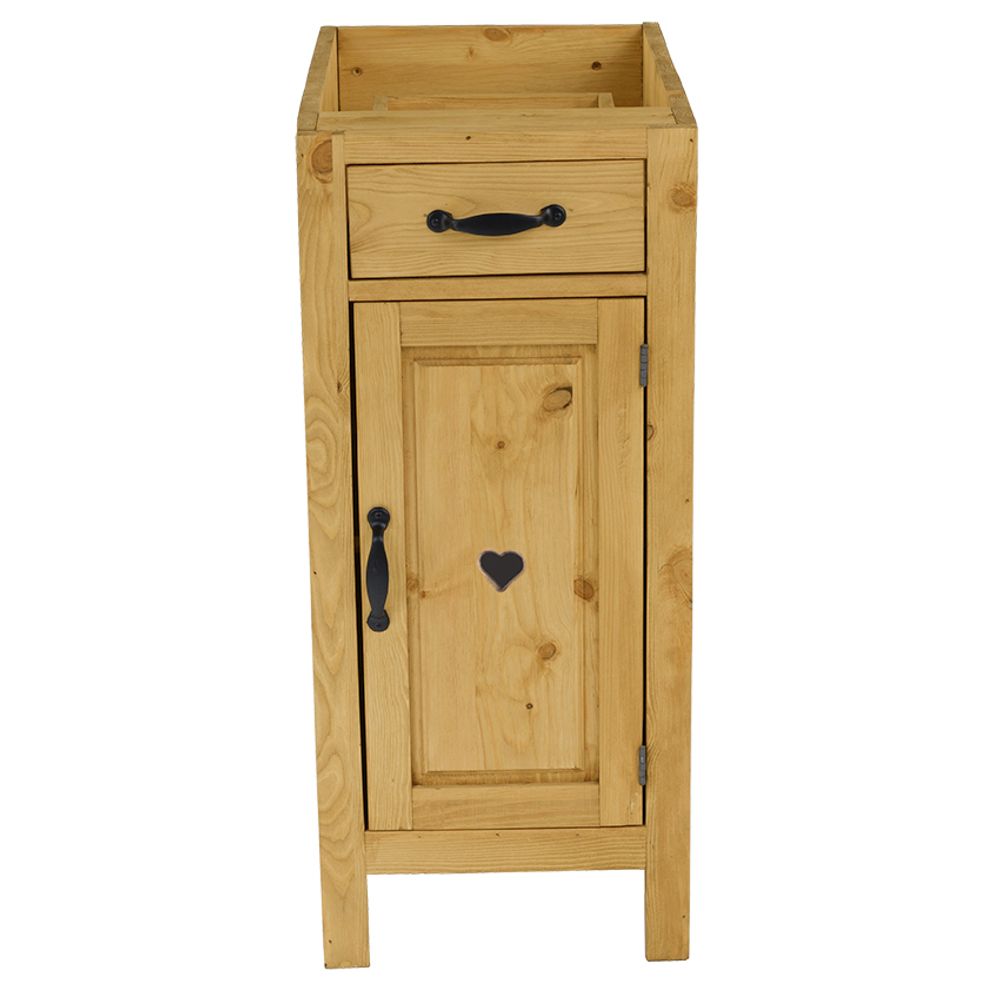 Meuble bas pin massif H92cm ouverture à droite avec coeur Meuble bas pin massif H92cm ouverture à droite avec coeur