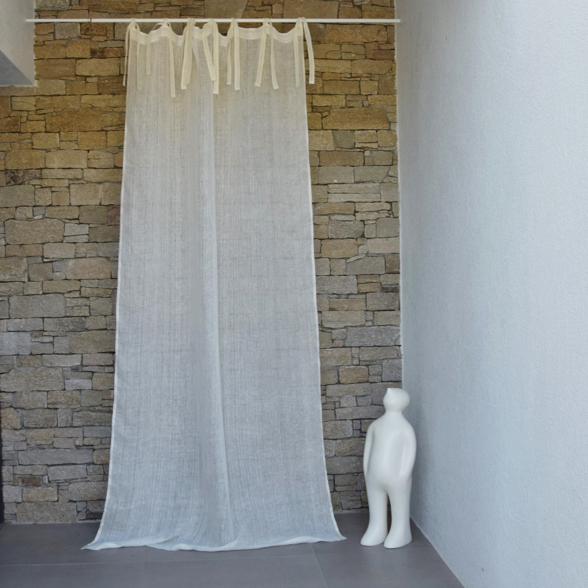 Rideau gaze de lin fine ivoire 140X270 CM (photo) Rideau gaze de lin fine ivoire 140X270 CM