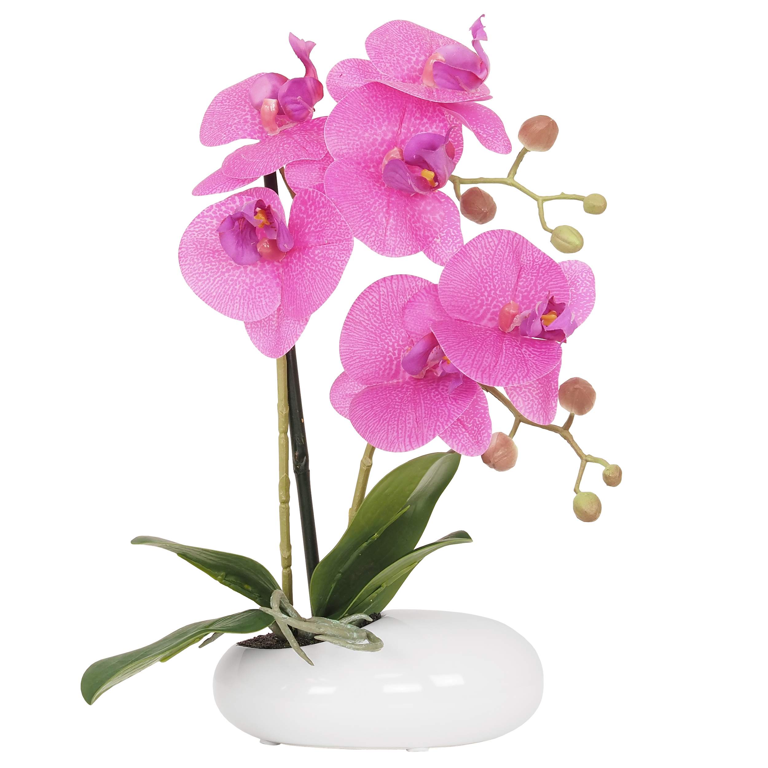 Orchidée Artificielle, Coupe, Toucher Naturel, H.36cm, Fuchsia