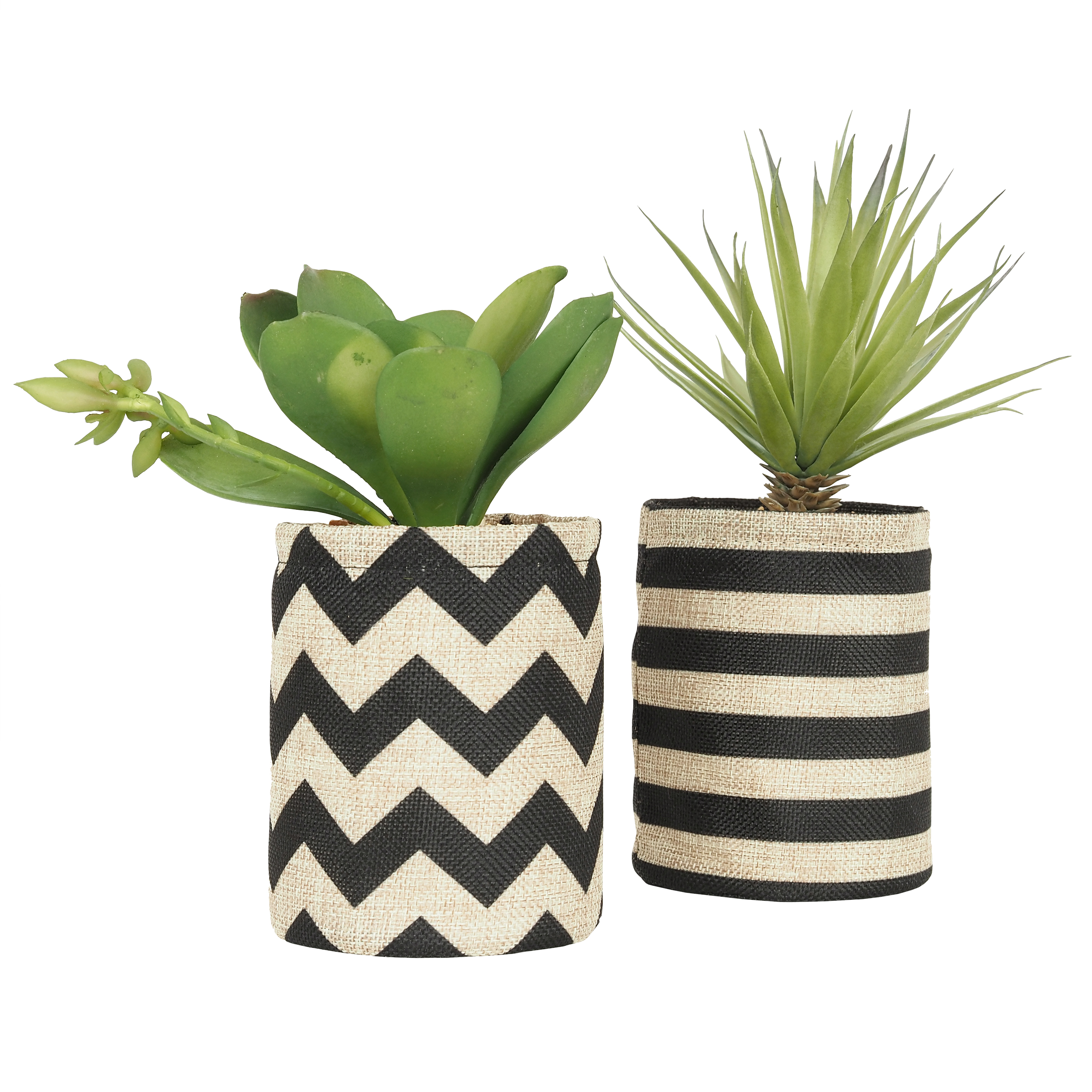 2 Succulentes artificielles toile de jute 26 cm 2 Succulentes artificielles toile de jute 26 cm