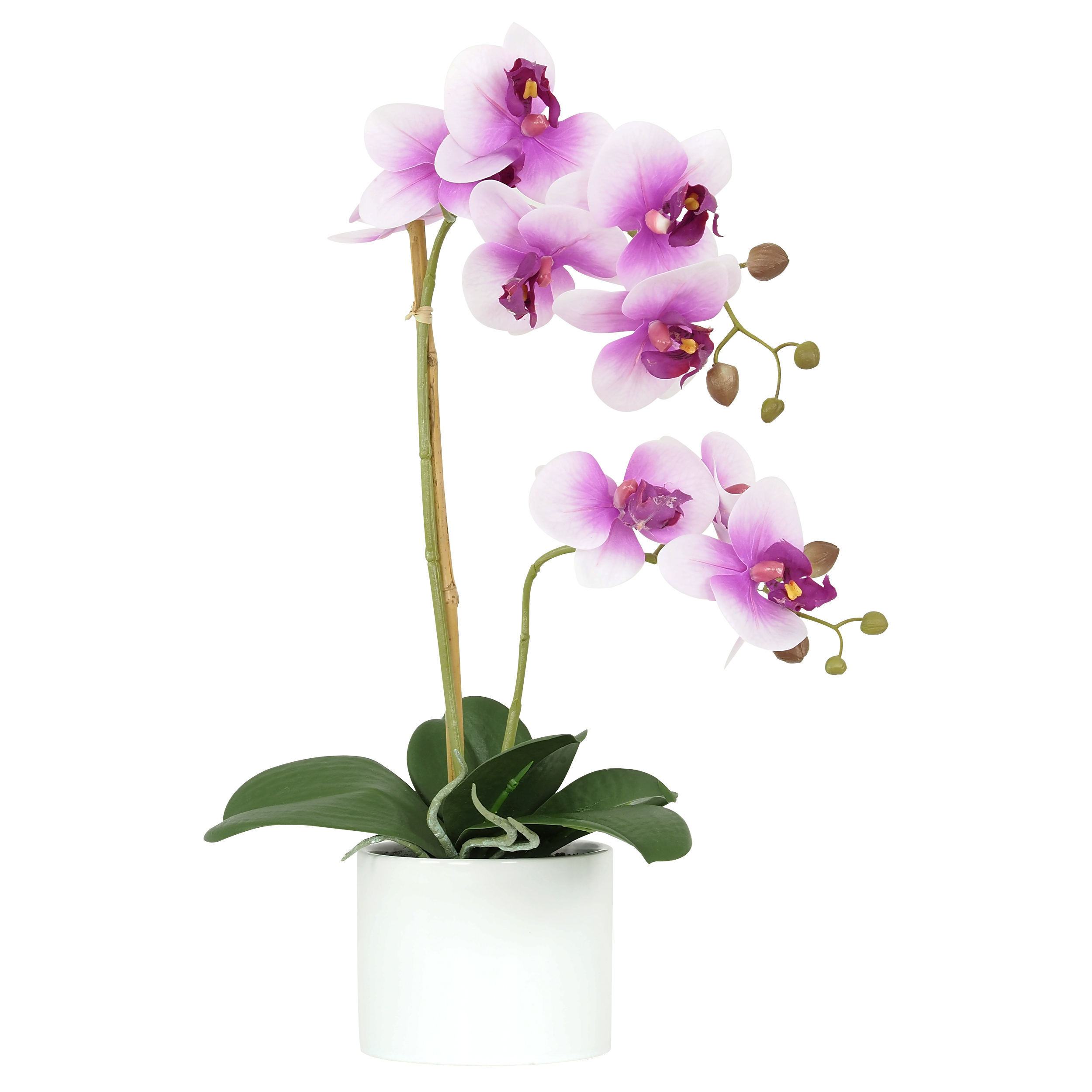 Orchidée Artificielle, Pot Blanc, Toucher Naturel, H.58cm