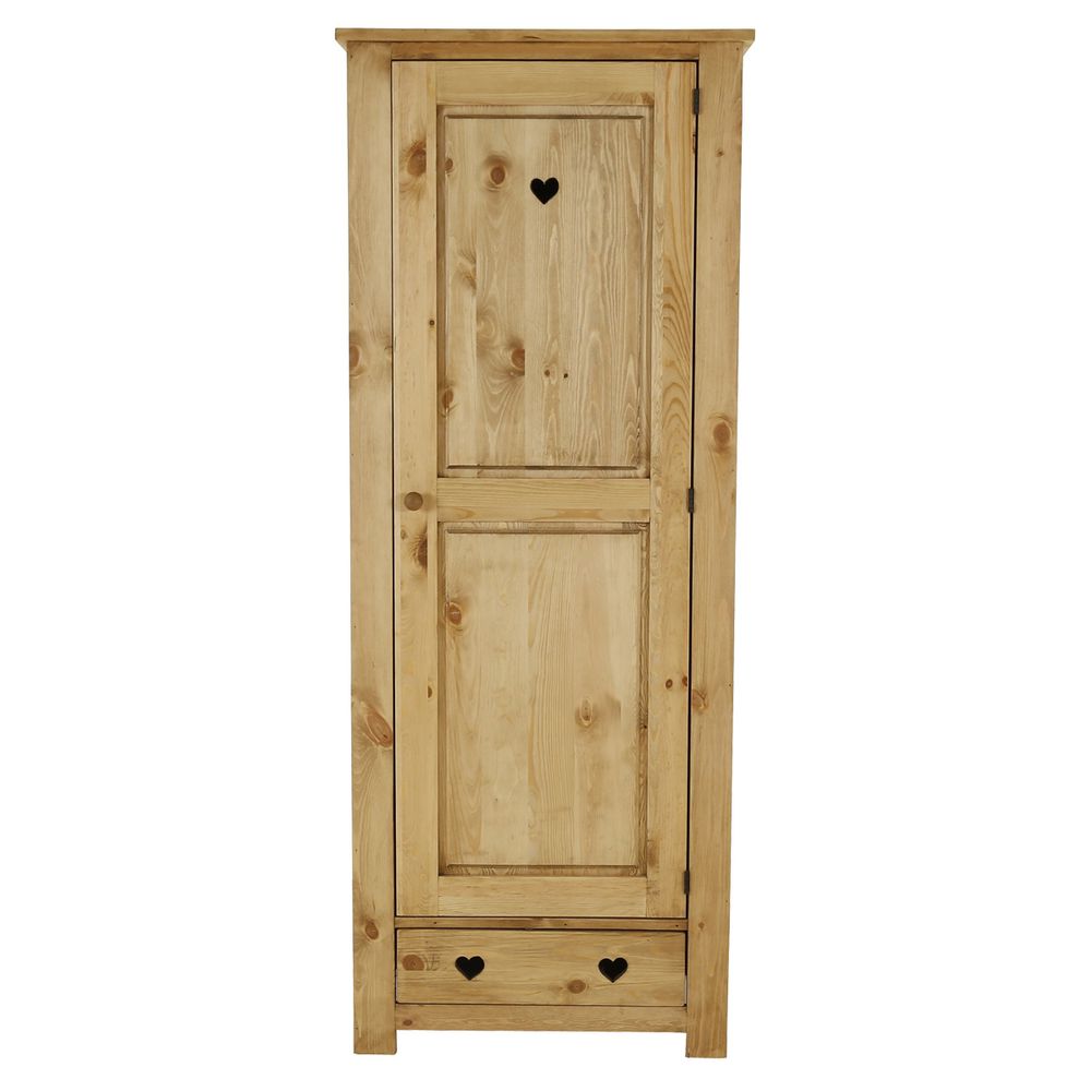 Bonnetière rustique pin massif avec coeur 1 porte + 1 tiroir Bonnetière rustique pin massif avec coeur 1 porte + 1 tiroir