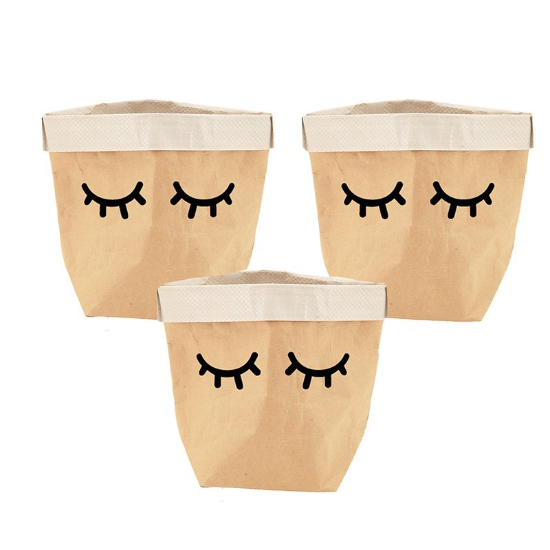 Lot de 3 cache-pots en papier kraft 27cm (photo) Lot de 3 cache-pots en papier kraft 27cm