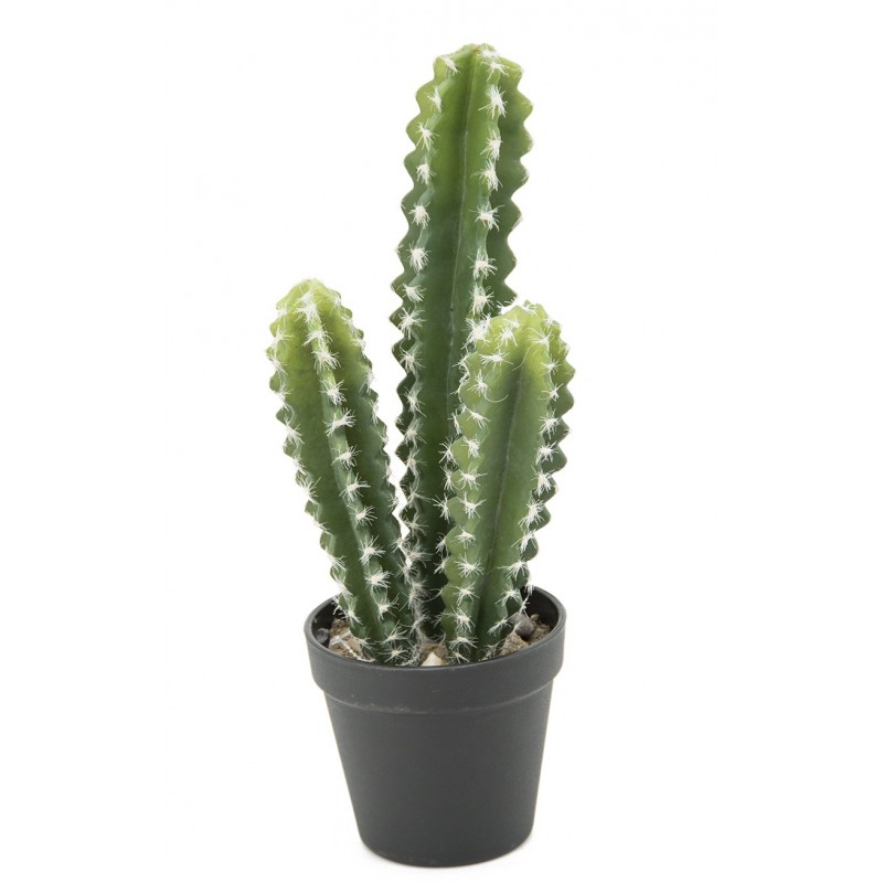 Cactus cierge artificiel 3 troncs pot noir 37cm Cactus cierge artificiel 3 troncs pot noir 37cm