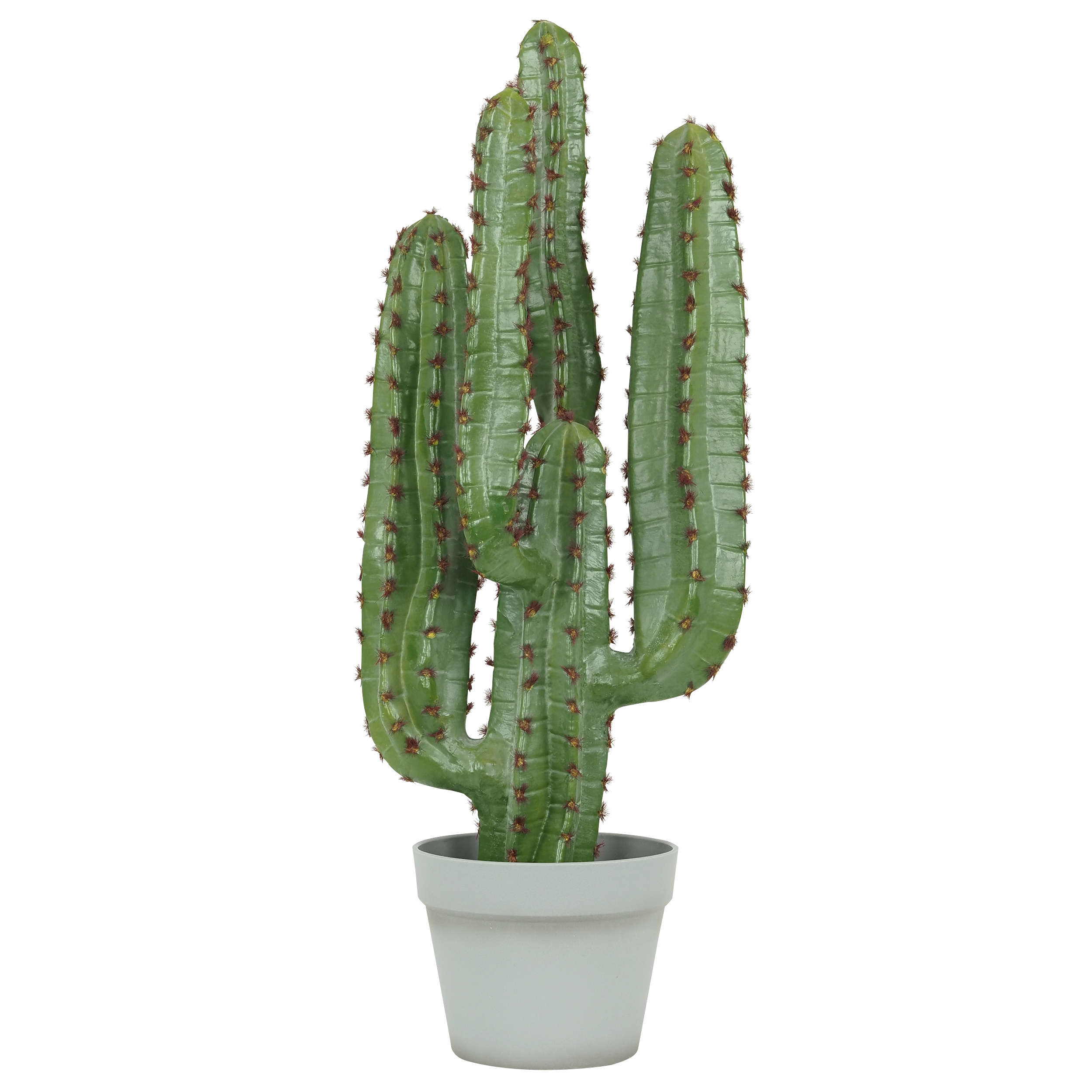 Grand cactus euphorbe artificiel à 4 branches pot gris 70cm Grand cactus euphorbe artificiel à 4 branches pot gris 70cm