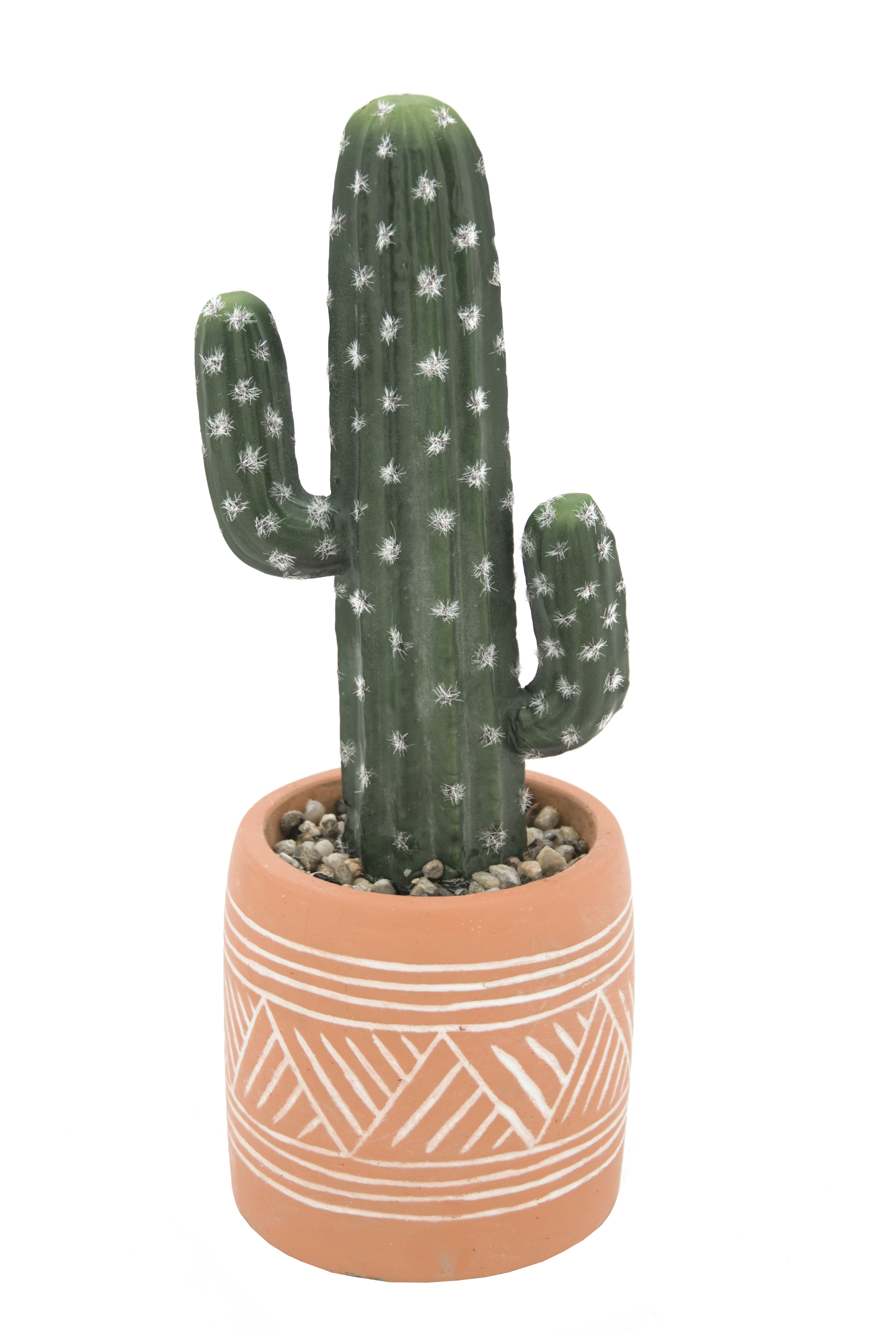 Cactus artificiel en pot ethnique en terracotta 29cm (photo) Cactus artificiel en pot ethnique en terracotta 29cm