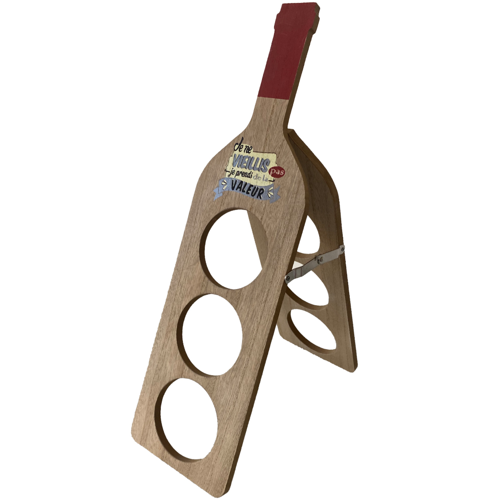 Support 3 bouteilles en bois (photo) Support 3 bouteilles en bois