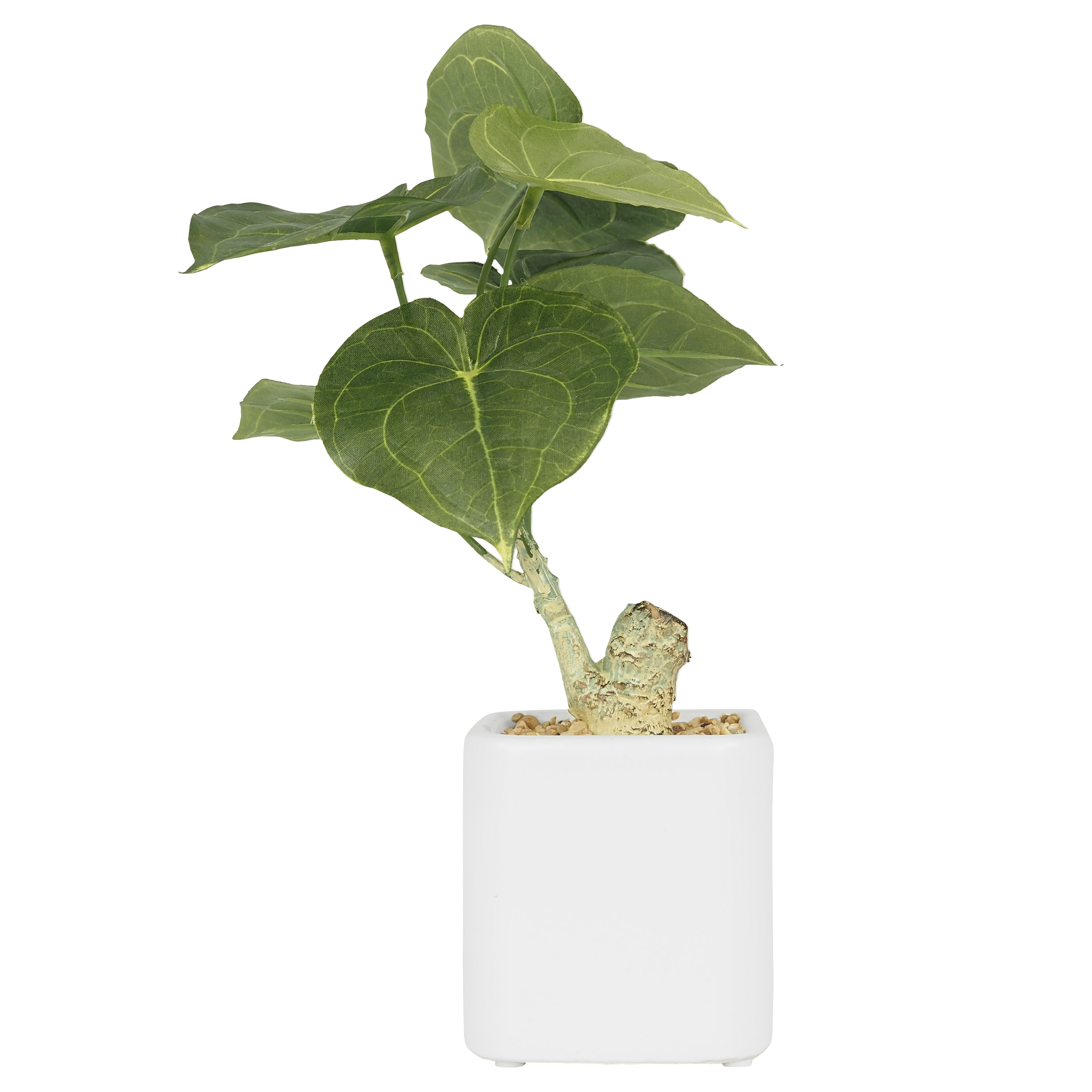 Plante Philodendron Artificielle, Pot Blanc, H.26cm, Vert