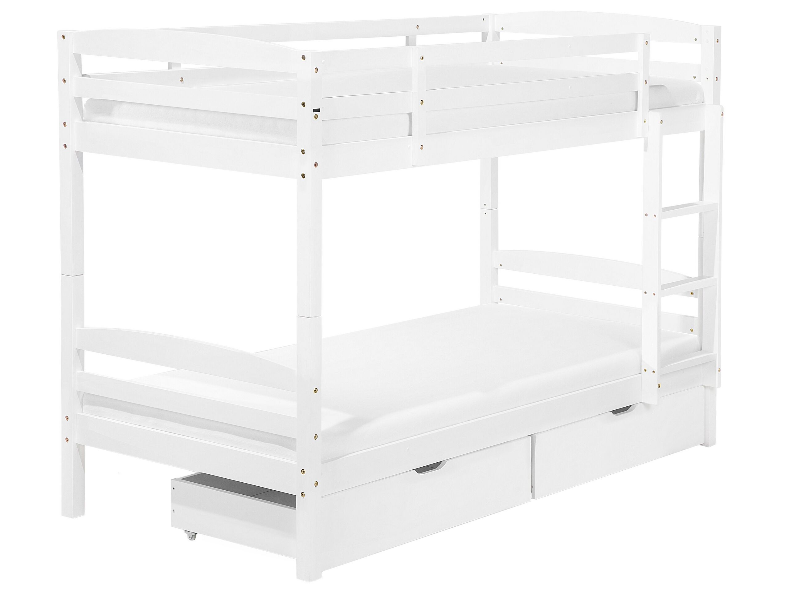 Lit superposé en bois de pin blanc 90 x 200 cm avec tiroirs (photo) Lit superposé en bois de pin blanc 90 x 200 cm avec tiroirs