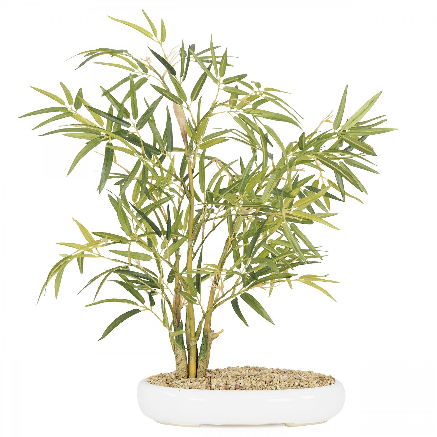Bonsaï Bambou artificiel pot céramique ovale blanc 349 feuilles 47 cm Bonsaï Bambou artificiel pot céramique ovale blanc 349 feuilles 47 cm