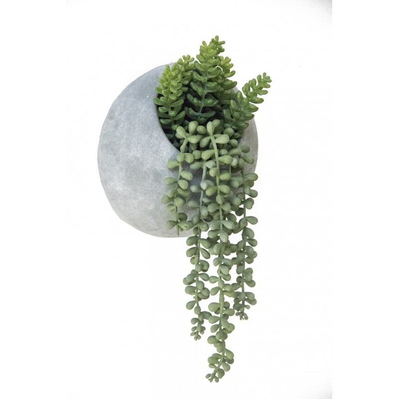 Succulentes artificielles en pot ciment 34cm (photo) Succulentes artificielles en pot ciment 34cm