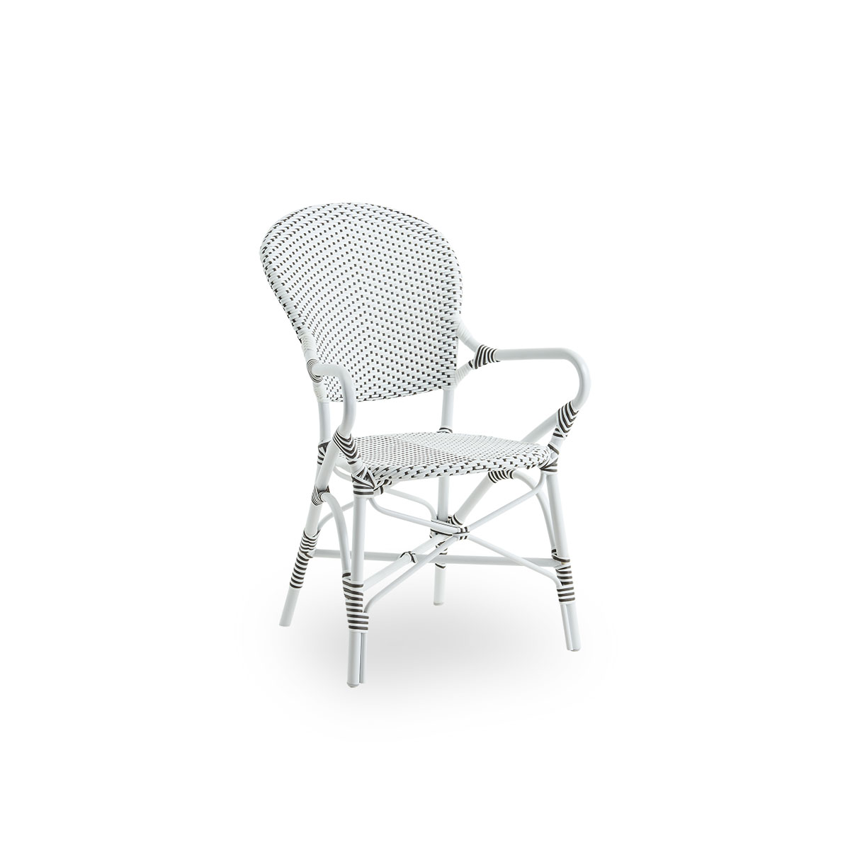 Fauteuil de repas empilable en alu et fibre synthétique blanc