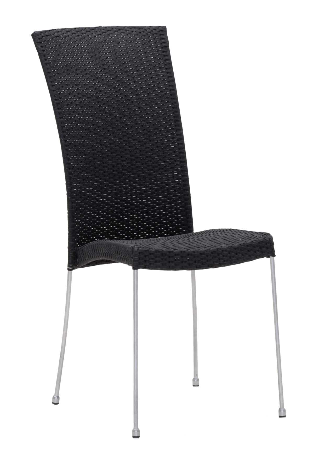 Chaise repas empilable en acier et fibre synthétique noire