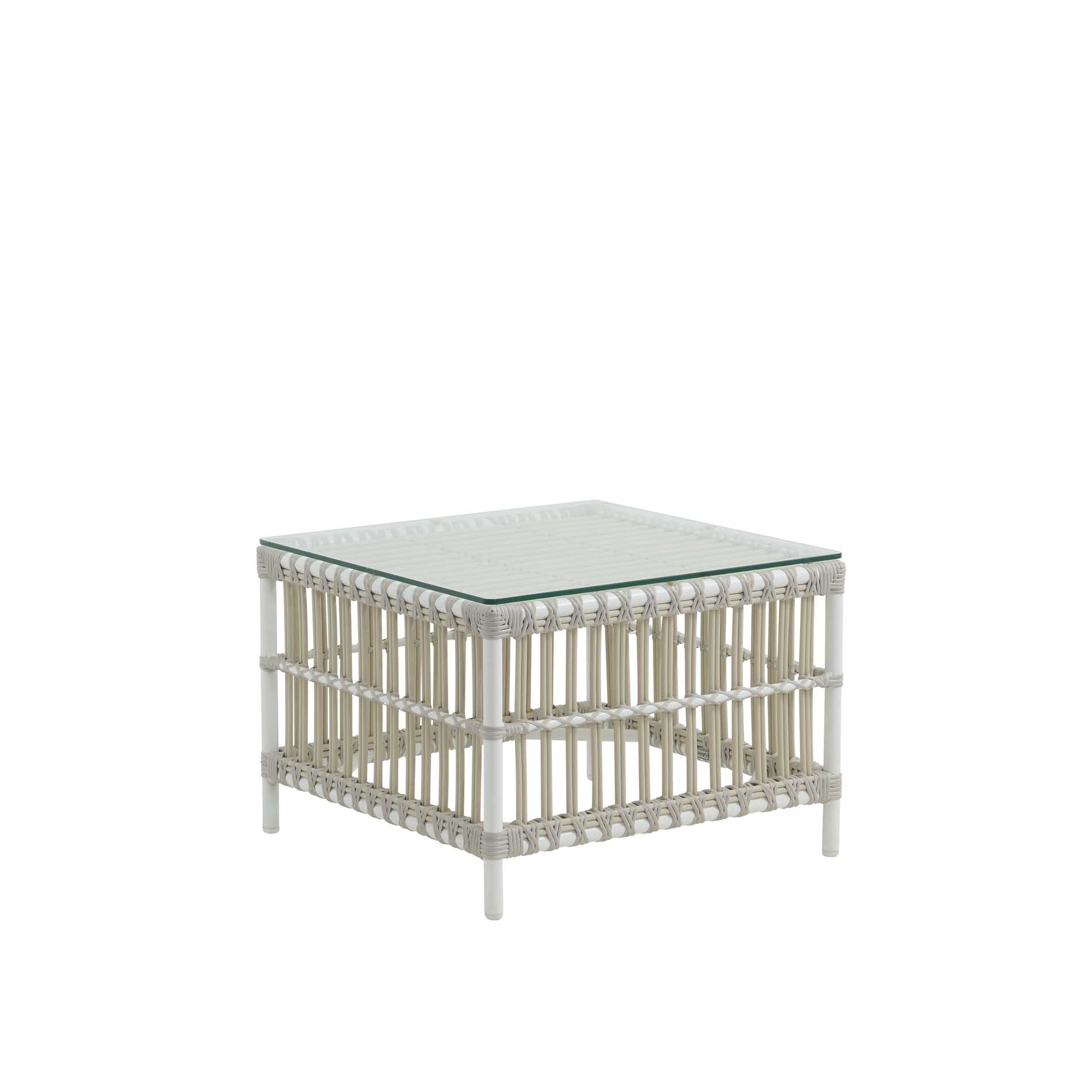 Table basse carrée en aluminium et fibre synthétique blanc
