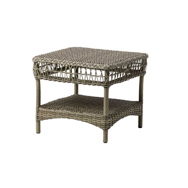 Table basse carrée en aluminium et fibre synthétique taupe