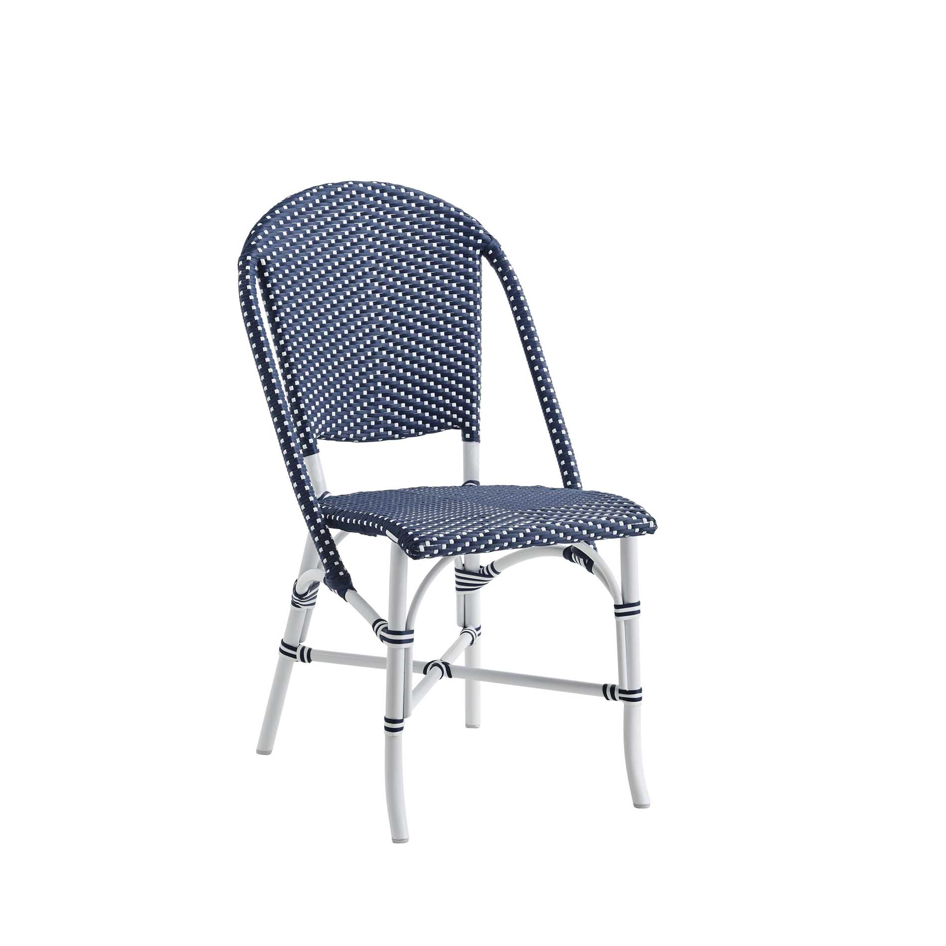 Chaise repas empilable en alu et fibre synthétique bleu