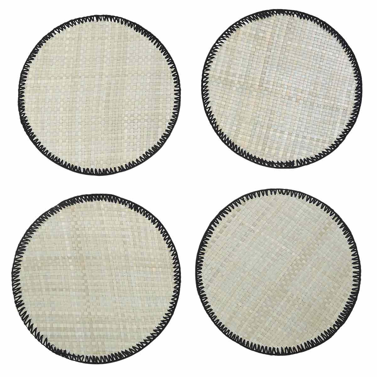 Lot de 4 sets de table ronds pandan beige Lot de 4 sets de table ronds pandan beige