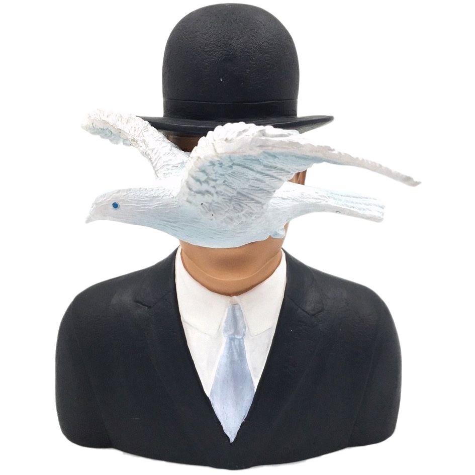 Statuette l'homme au chapeau melon de Magritte H15cm
