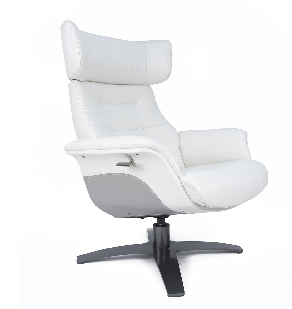 Fauteuil relax bicolore cuir blanc et gris