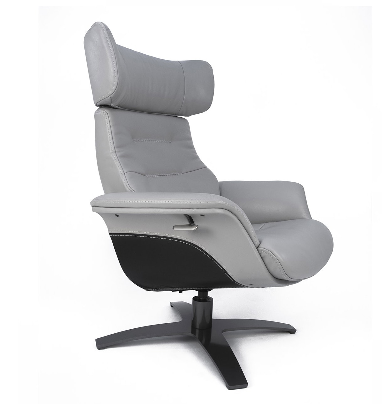 Fauteuil relax bicolore cuir gris et noir