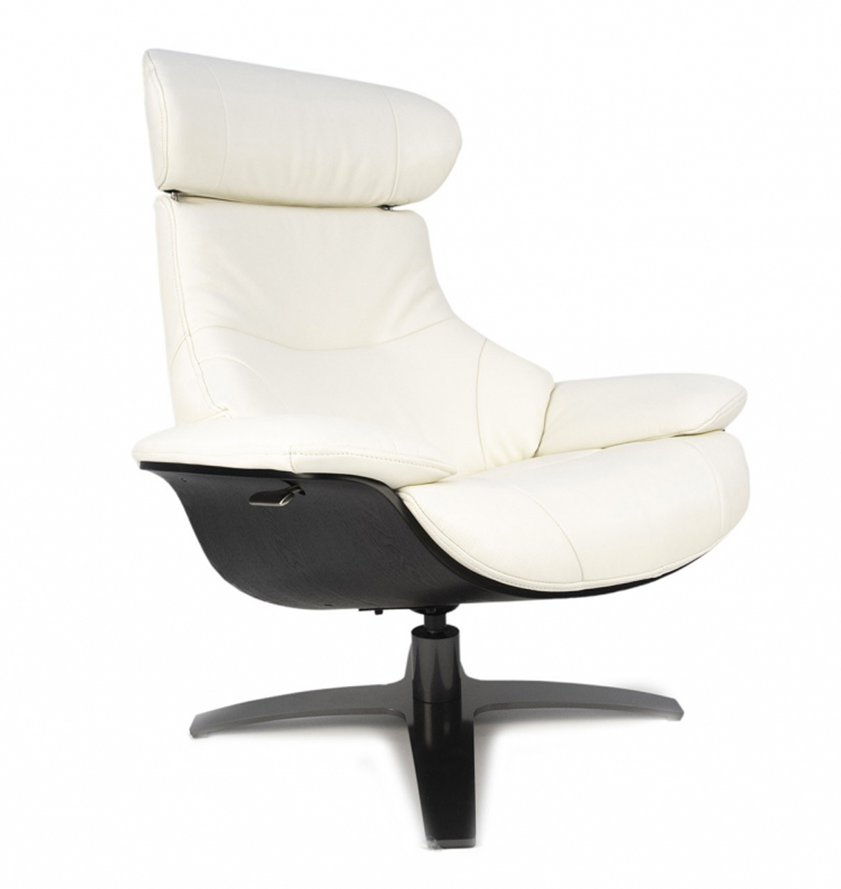 Fauteuil relax cuir blanc et chêne noir
