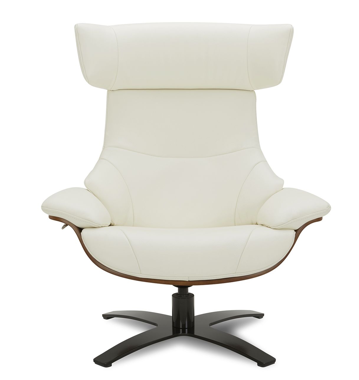 Fauteuil cuir blanc et chêne naturel
