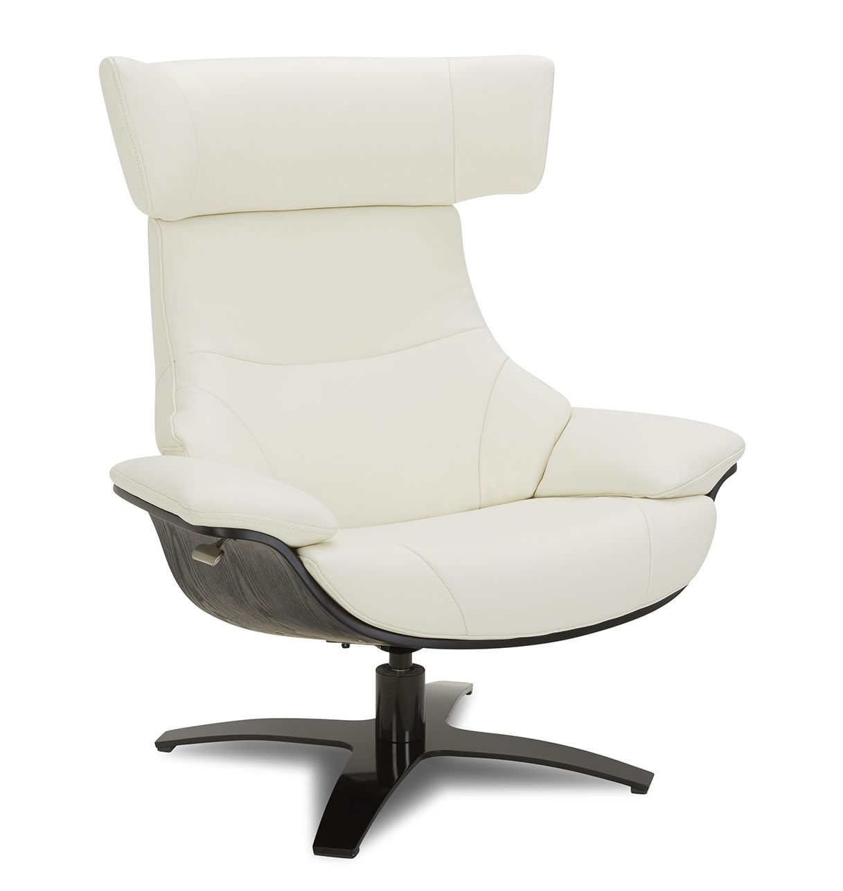 Fauteuil cuir blanc et bois noir