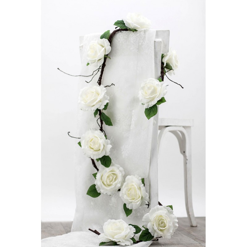 Guirlande de roses blanches artificielles 180cm