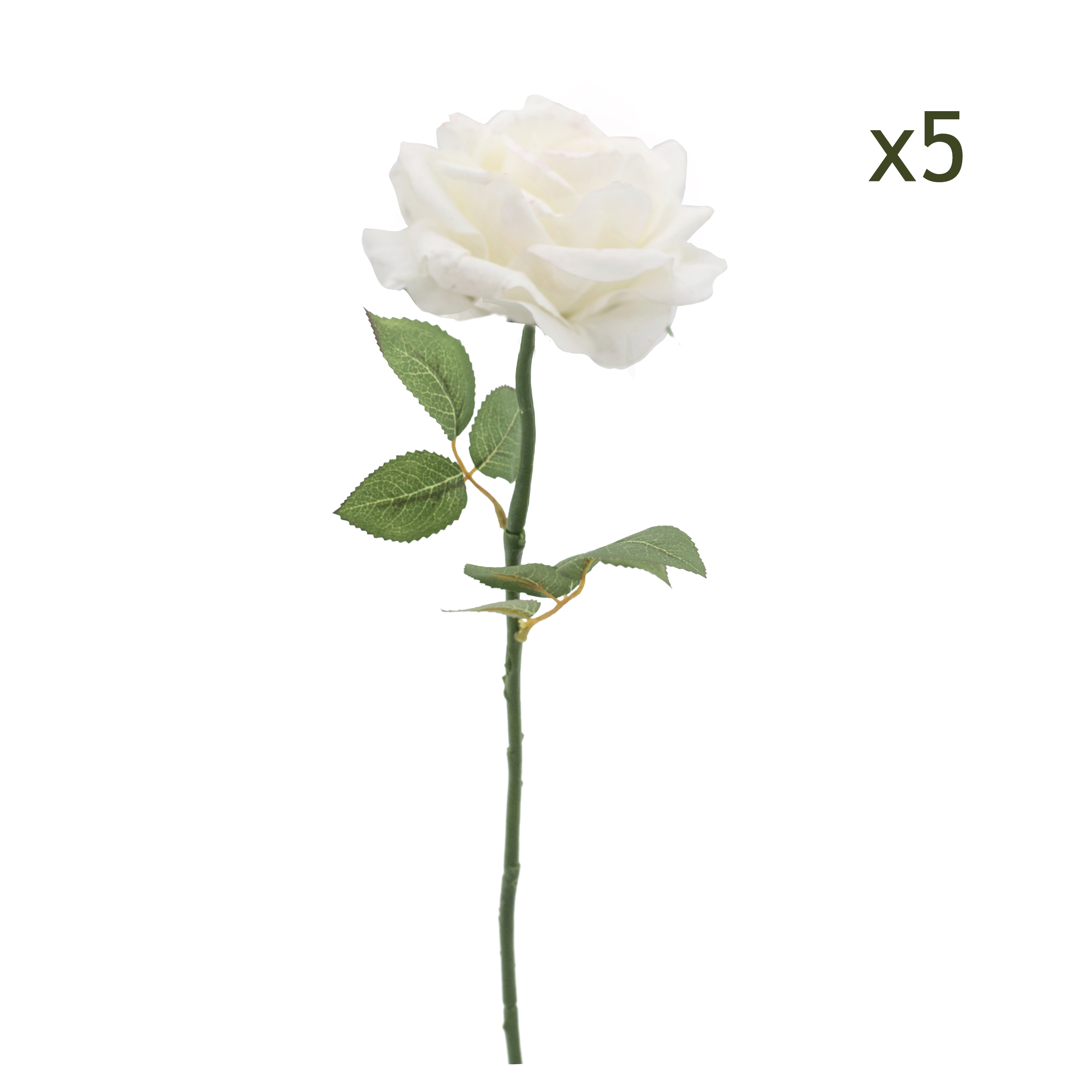 5 tiges de Roses blanches artificielles 50cm 5 tiges de Roses blanches artificielles 50cm