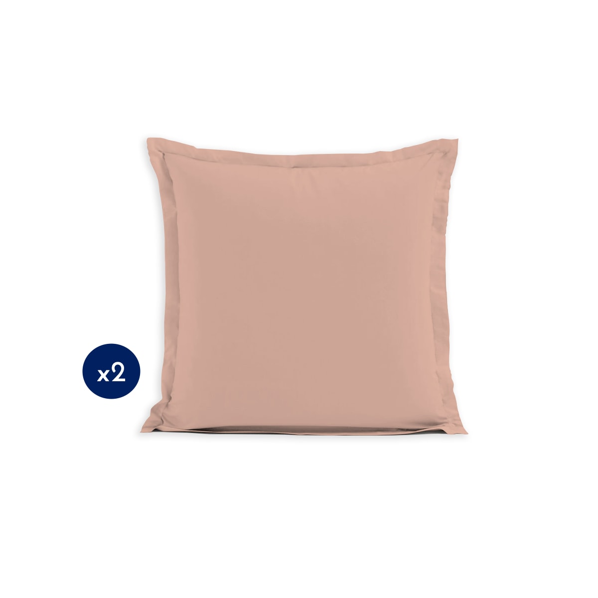 Lot de 2 taies carrées 100% Coton Rose 63x63cm Lot de 2 taies carrées 100% Coton Rose 63x63cm