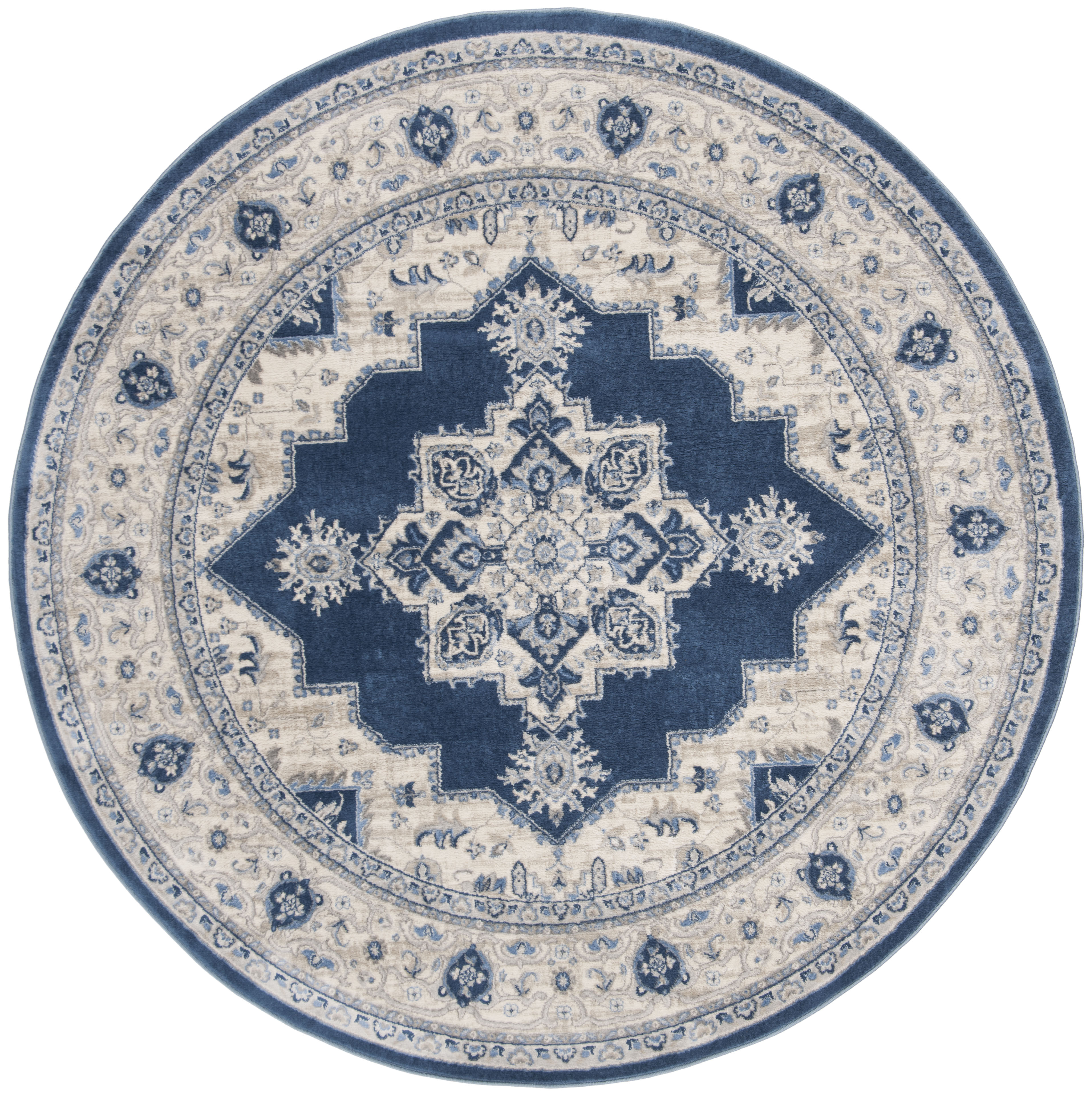 Tapis de salon classique bleu marine et crème 200x200 Tapis de salon classique bleu marine et crème 200x200