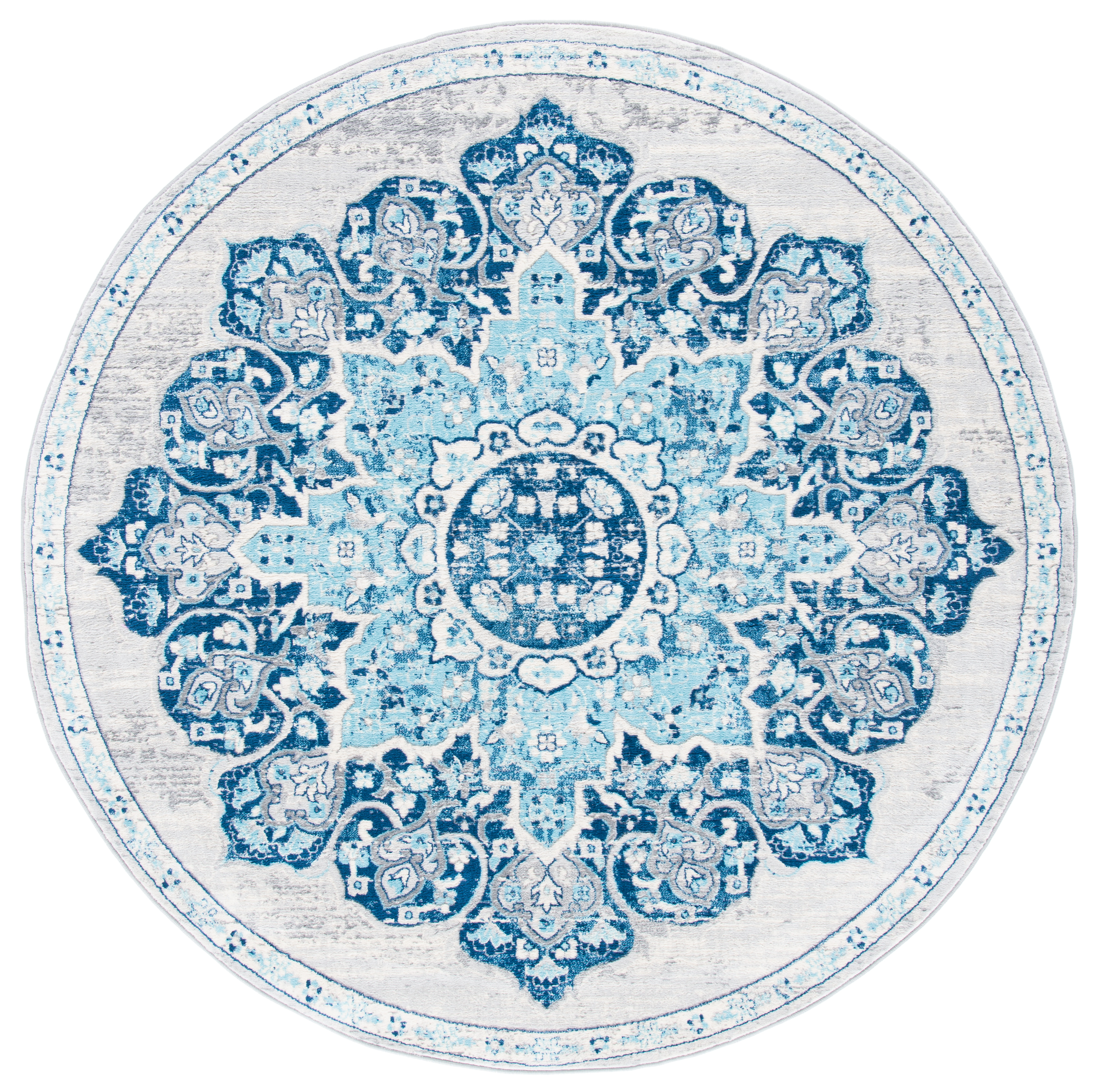 Tapis de salon interieur en bleu marine & gris, 201 x 201 cm Tapis de salon interieur en bleu marine & gris, 201 x 201 cm