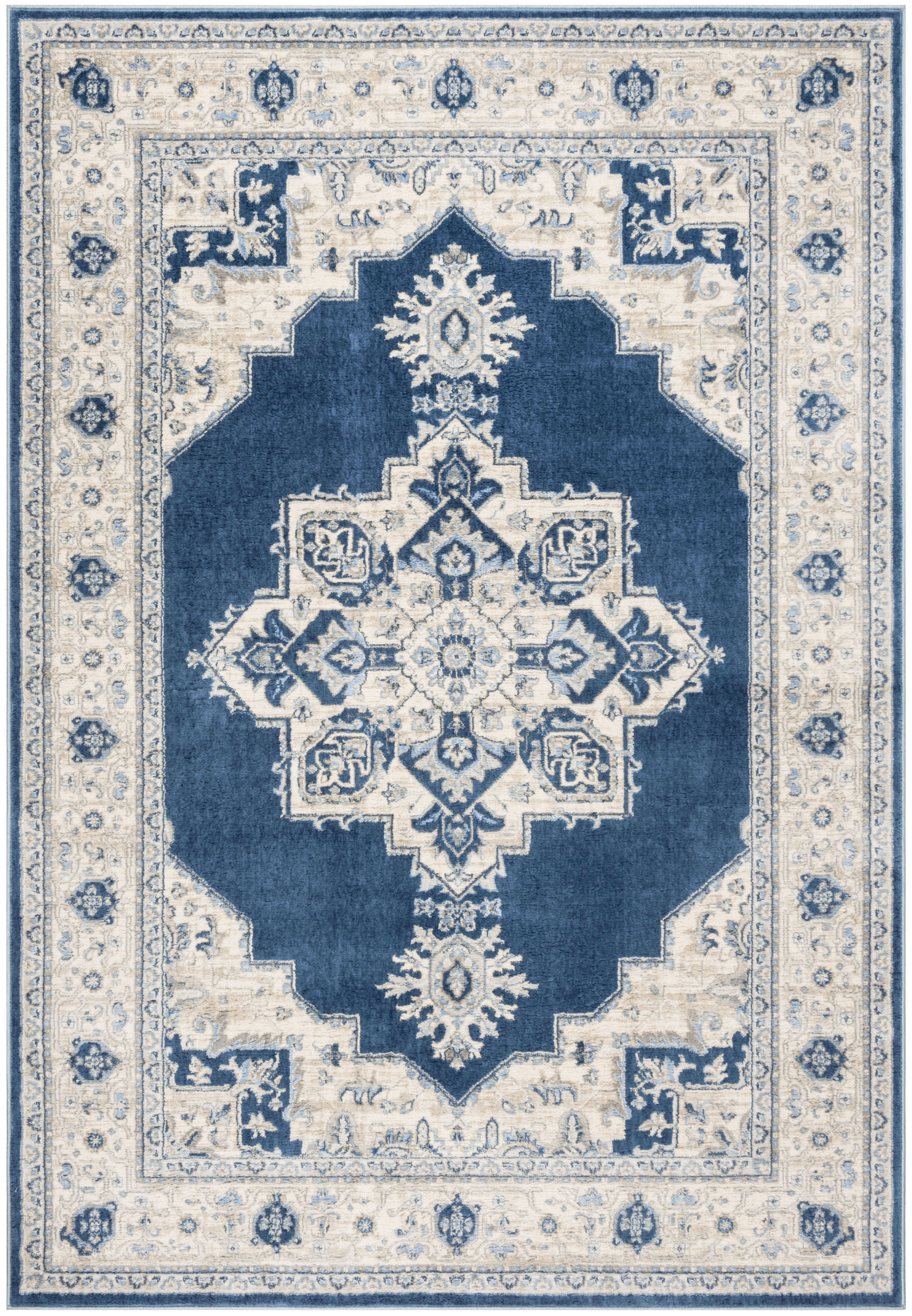 Tapis de salon classique bleu marine et crème 160x230 Tapis de salon classique bleu marine et crème 160x230